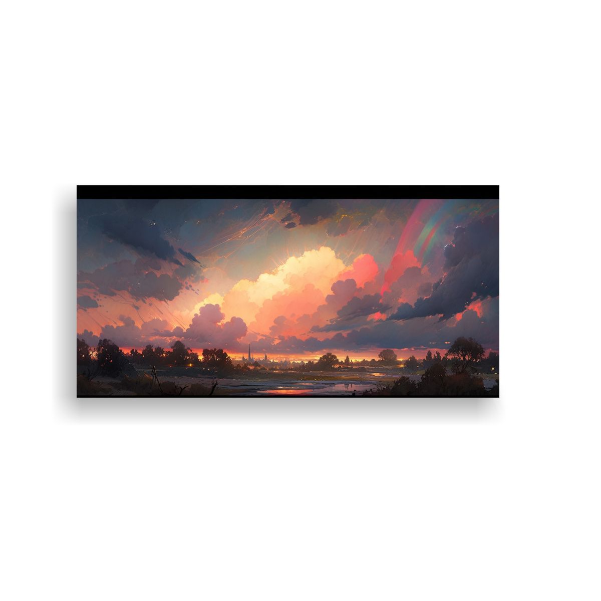 GENERICO - Pintura Abstracta Pared Amanecer Arcoíris Y 120x60 Cm