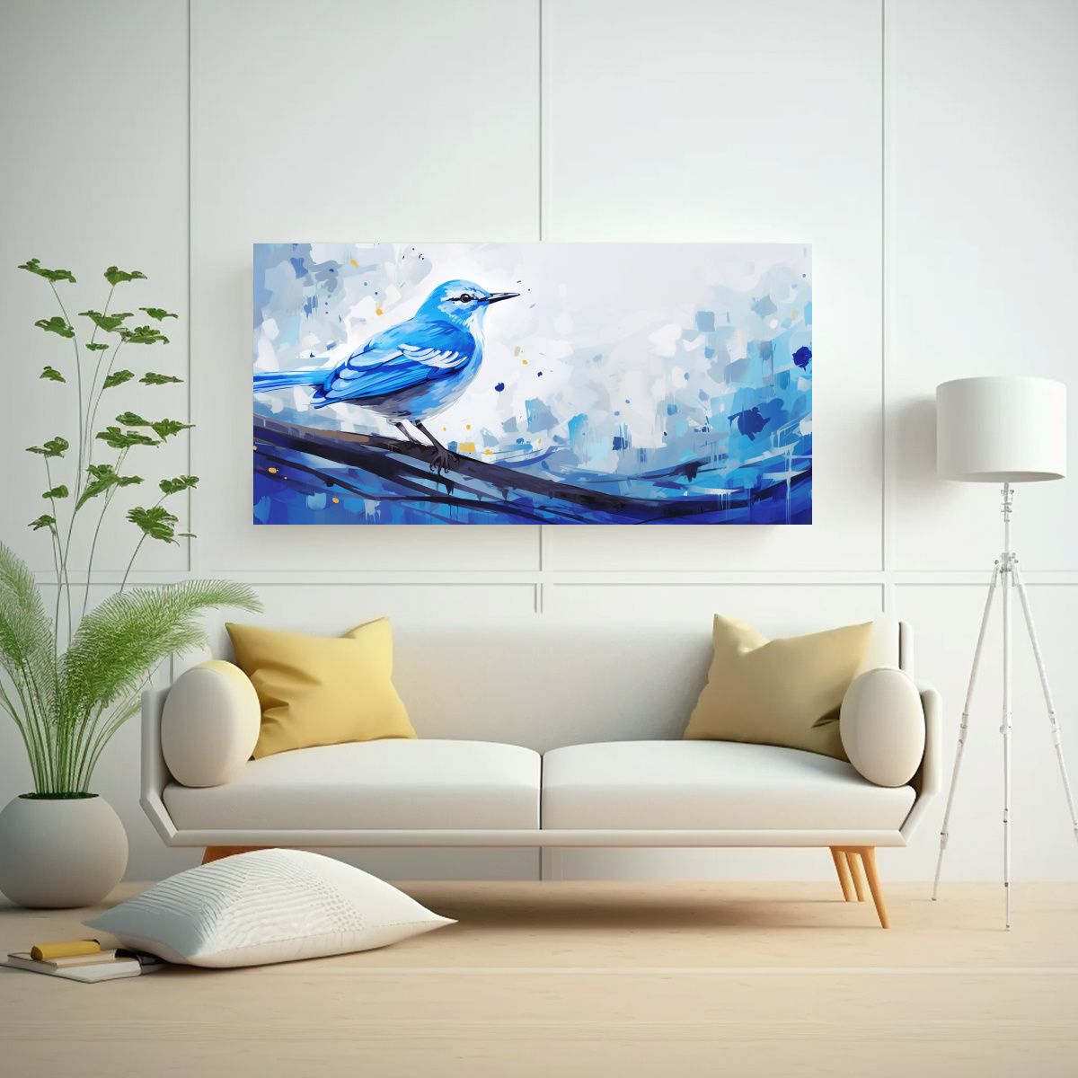 GENERICO - Cuadro Inspiración Época Pájaro En Blanco Y 120x60 Cm.