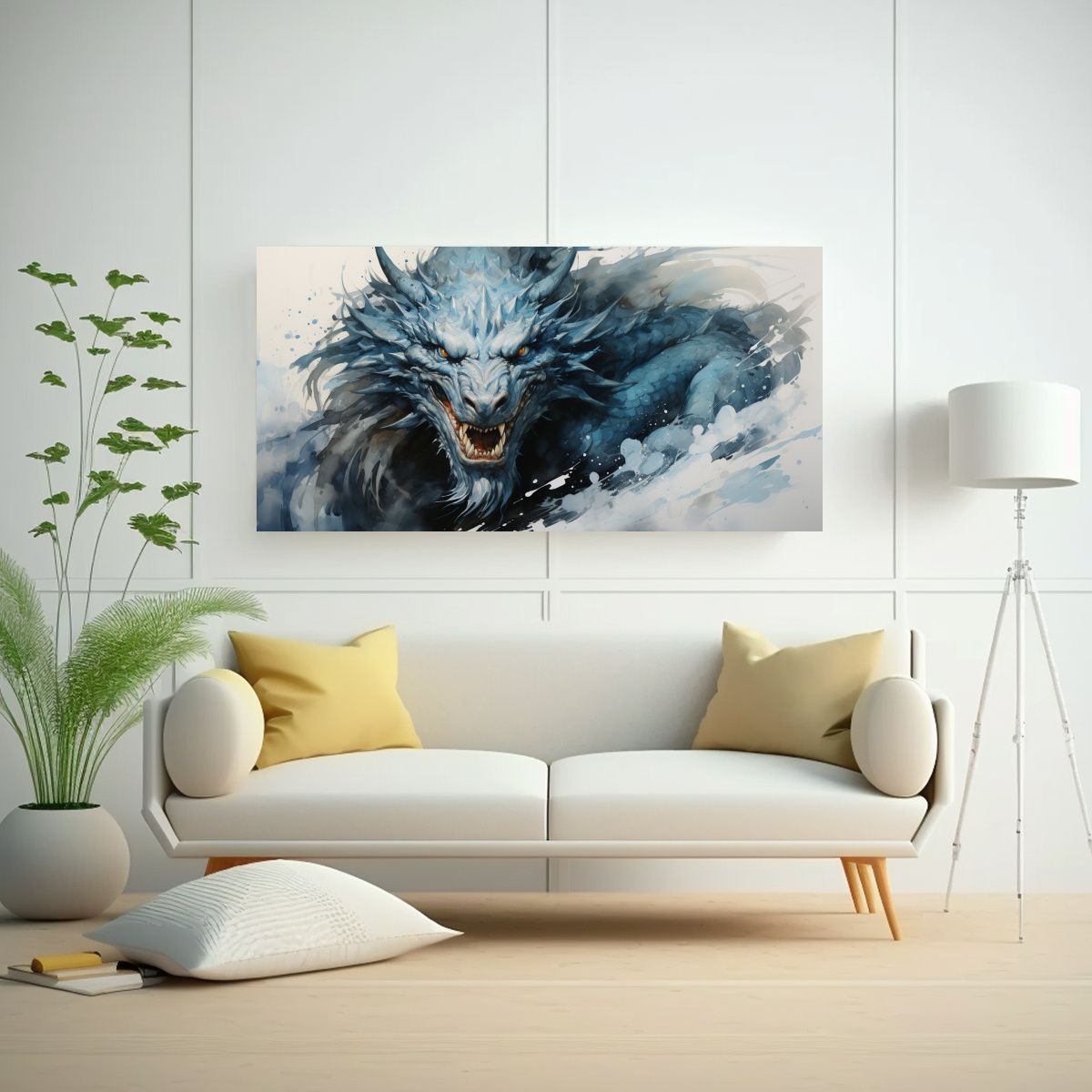 GENERICO - Pintura Inspiradora De Un Dragón En Acuarelas Y 120x60 Cm