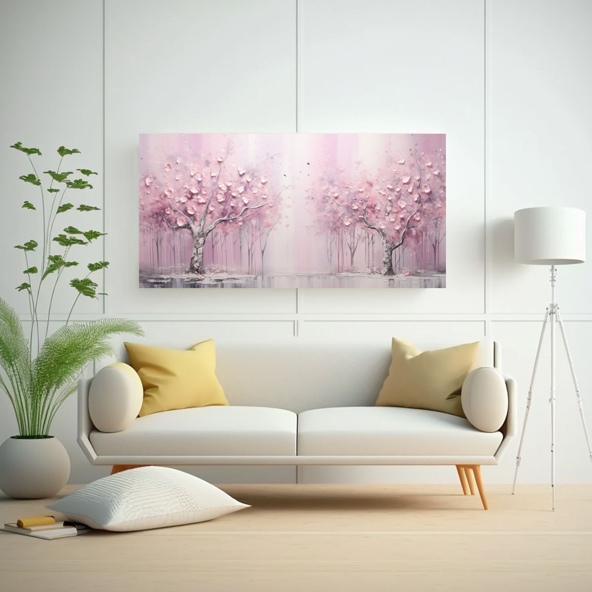 GENERICO - 1 Cuadro Cuadro Culturar Rosa Y Plateado Estilo 120x60 Cm.