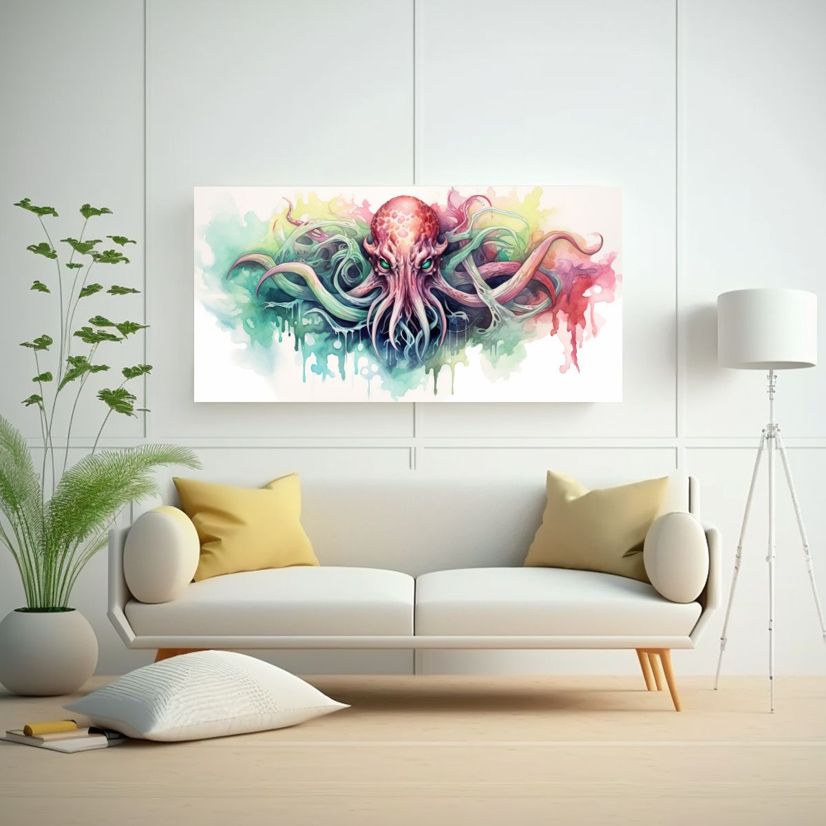 GENERICO - Cuadro De Cthulhu En Estilo Acuarela Colorida 120x60 Cm.