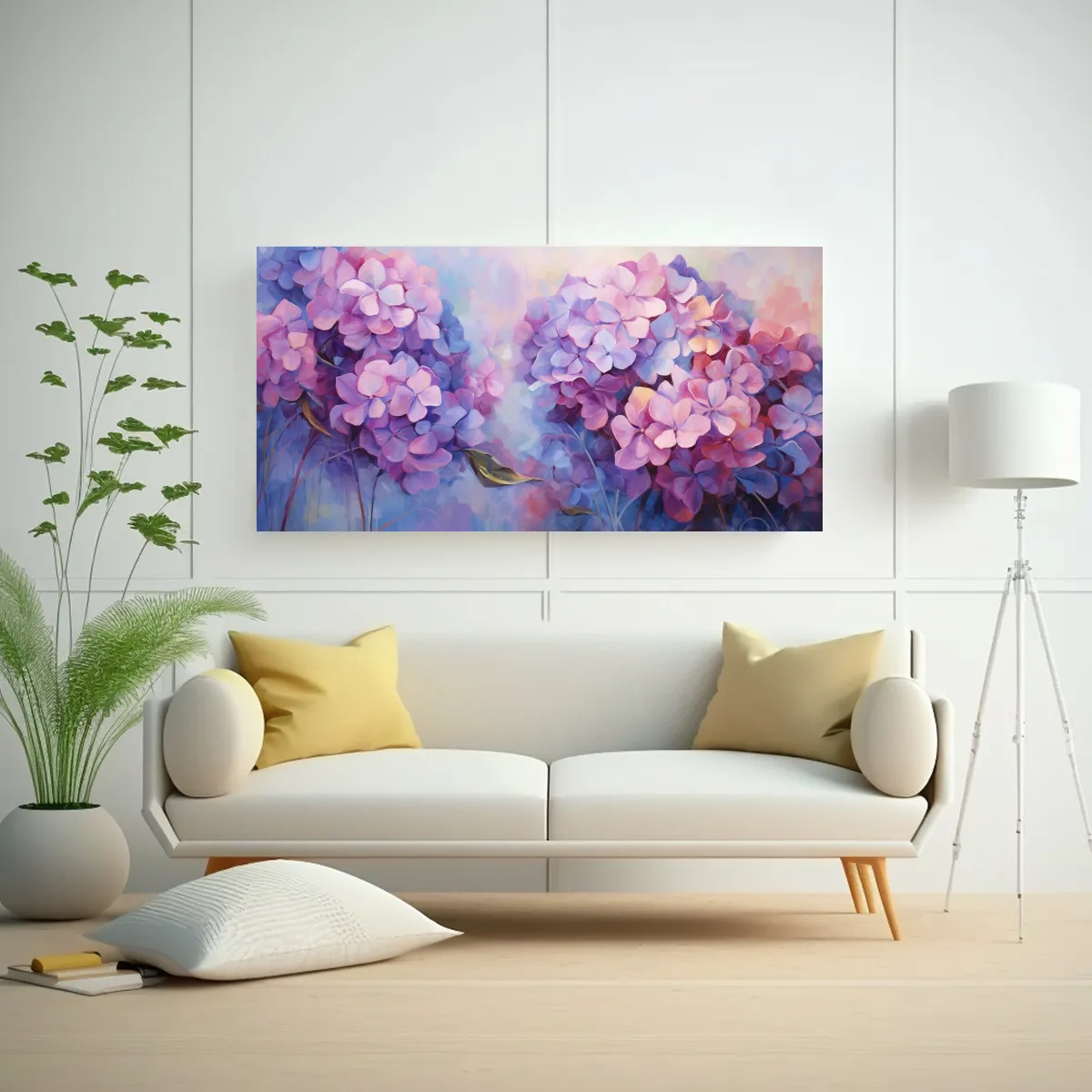 GENERICO - Cuadro Abstracto Minimalista De Hortensias Arte 120x60 Cm