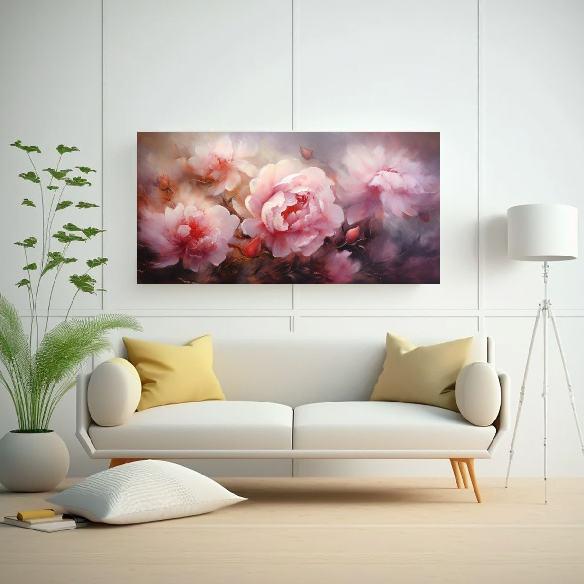 GENERICO - Cuadro Dibujo Exuberante De Peonías En Estilo 120x60 Cm