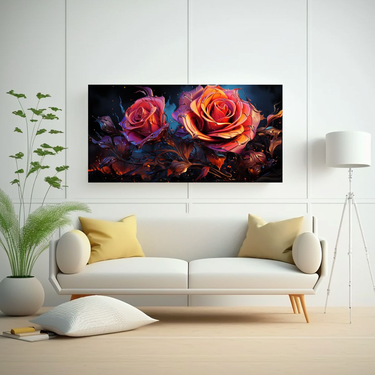 GENERICO - Cuadro Estético De Una Rosa Con Líneas Finas 120x60 Cm.