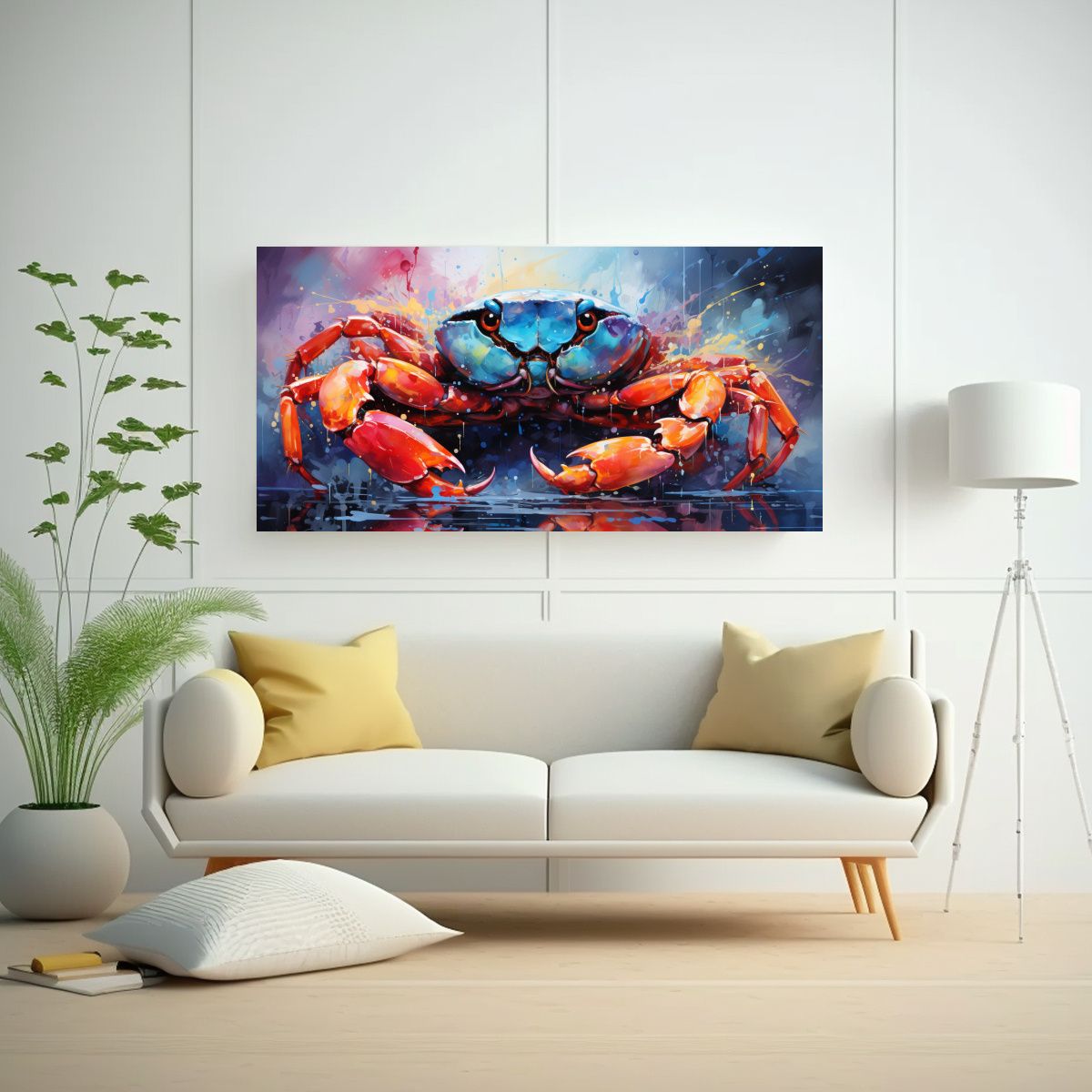 GENERICO - Cuadro De Cangrejo Iridiscente Y Amarillo Maíz 120x60 Cm