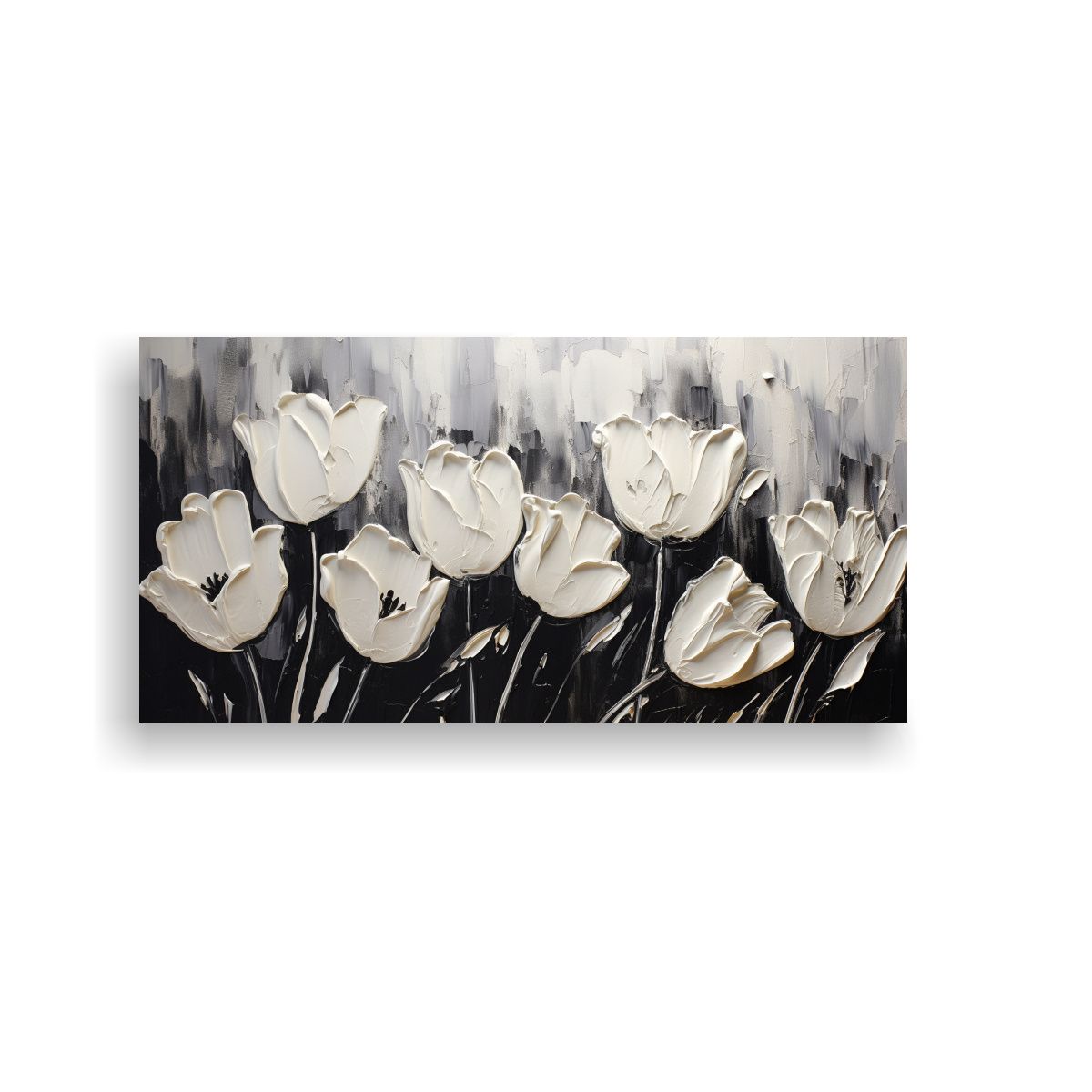 GENERICO - Cuadro Moderno Calma Pintura De TULIPANES Negros 120x60 Cm