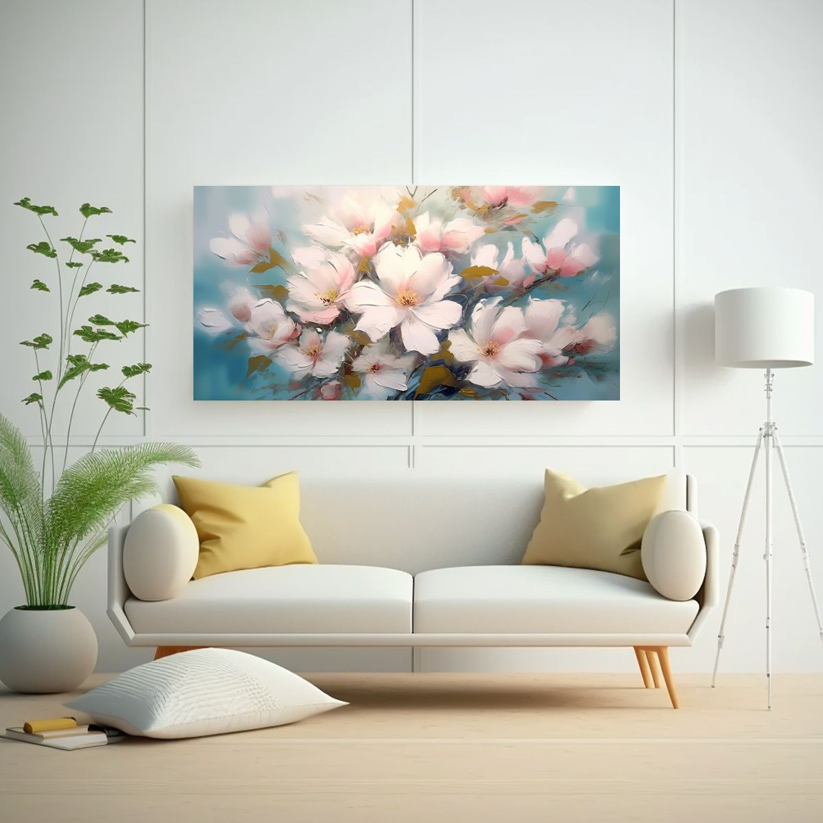 GENERICO - Arte De Pared Abstracto Con Flores Más Pequeñas 120x60 Cm