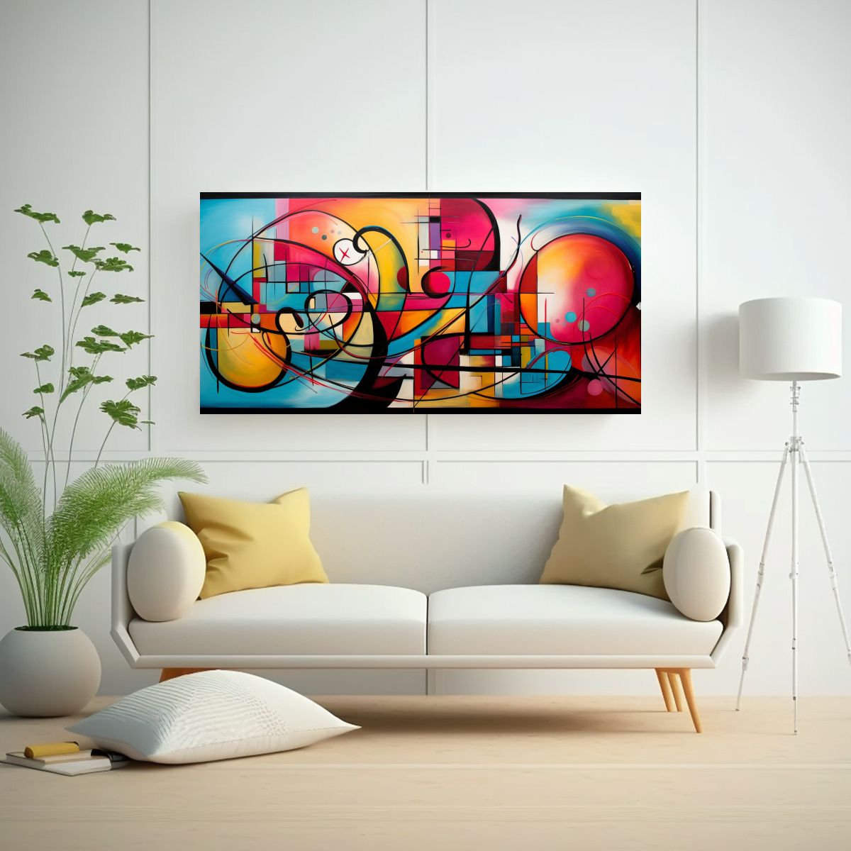 GENERICO - Cuadros Abstractos Coloridos Composición 140x70 Cm