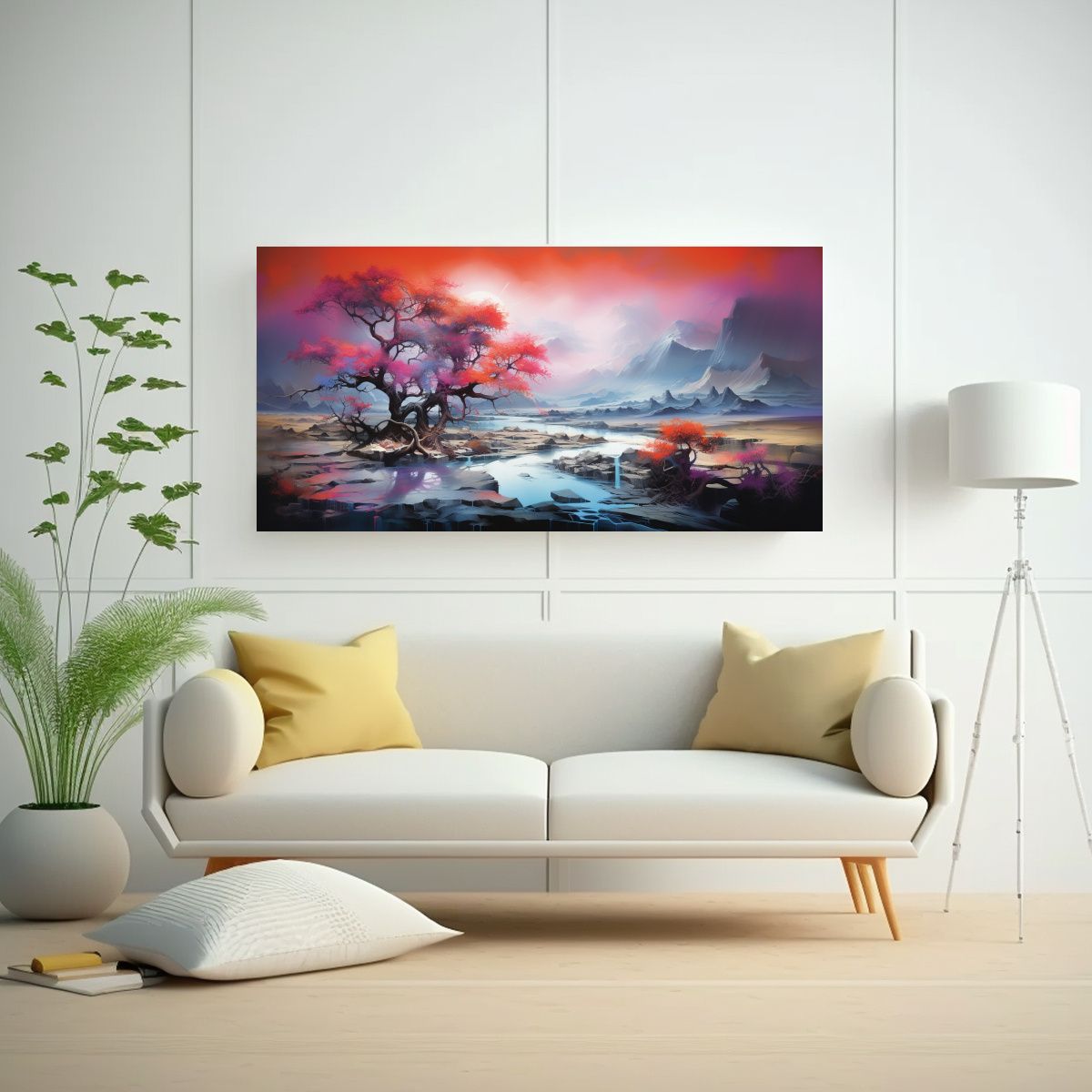 GENERICO - Cuadro Abstracto Paisaje Estilo Galería Obra 120x60 Cm