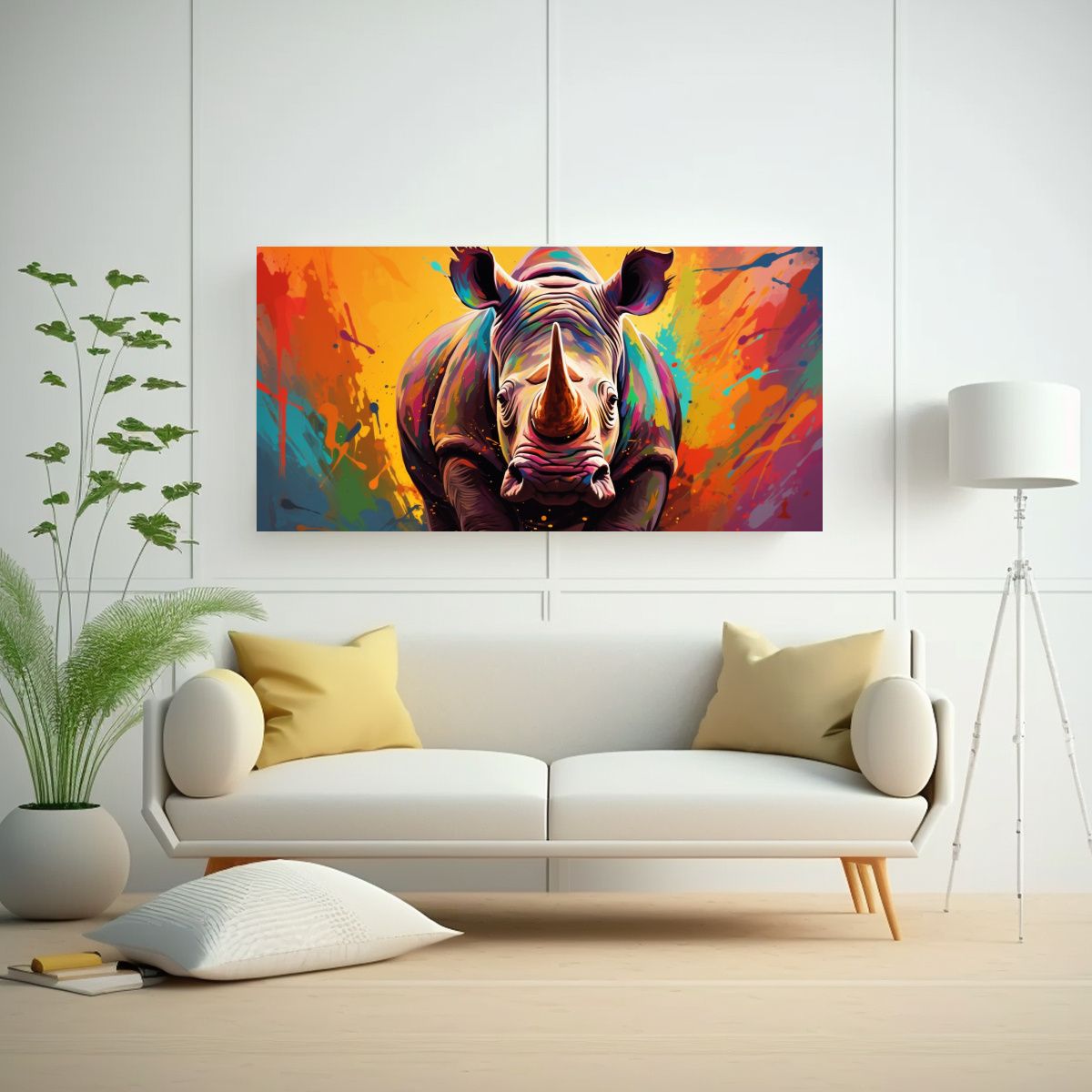GENERICO - Cuadro Vanguardia Textura A Rhinoceros Arcoíris 120x60 Cm