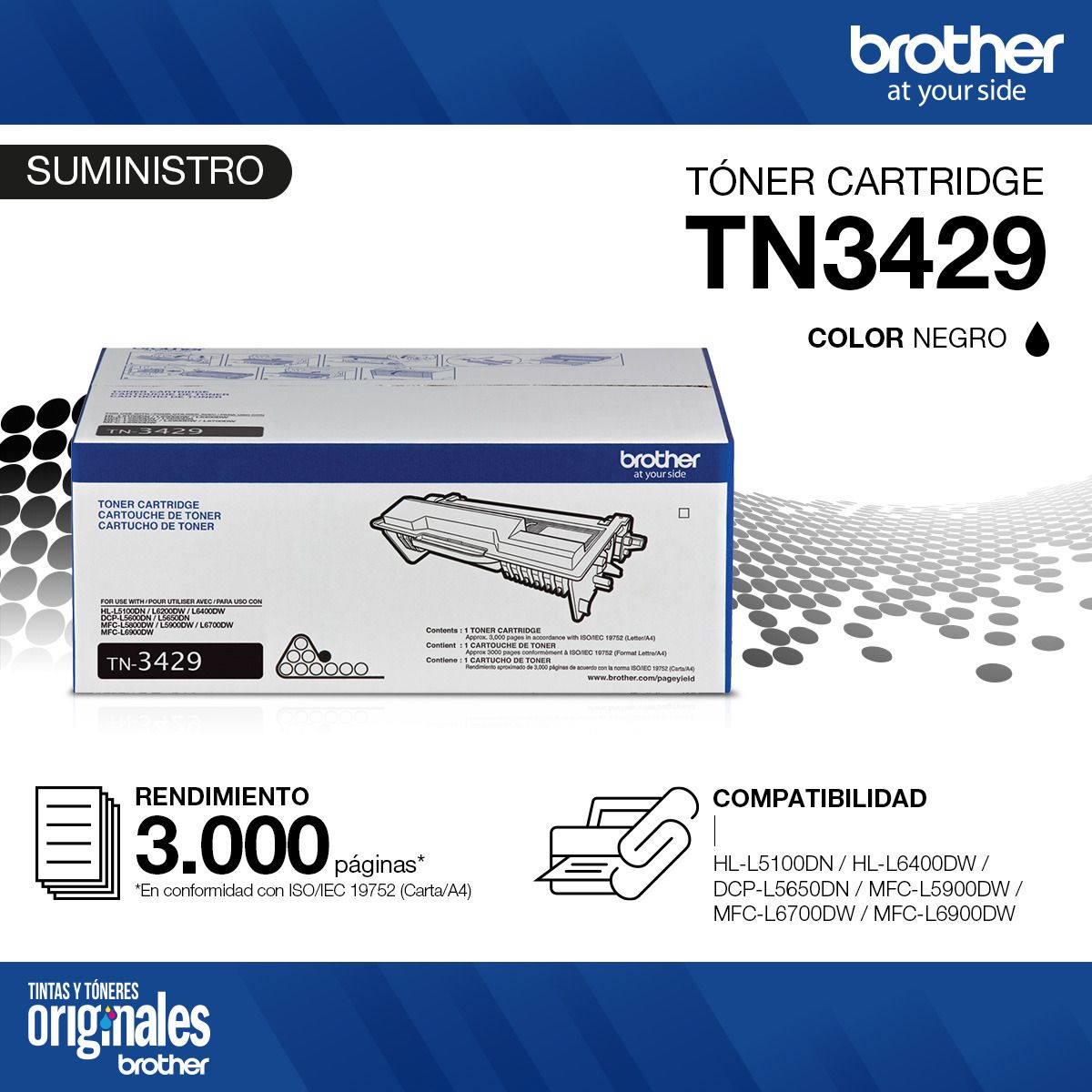 BROTHER - Brother Toner Tn-3429 Negro Originaliva Incluido