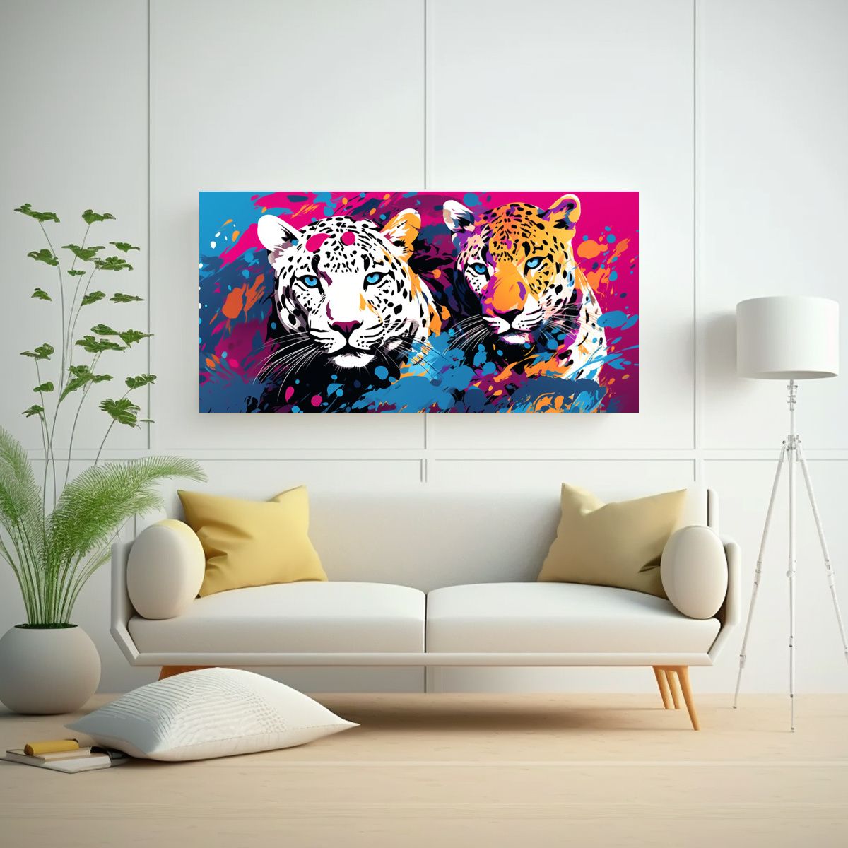 GENERICO - Pinturas Decorativas De Leopardos Simétricos En 120x60 Cm