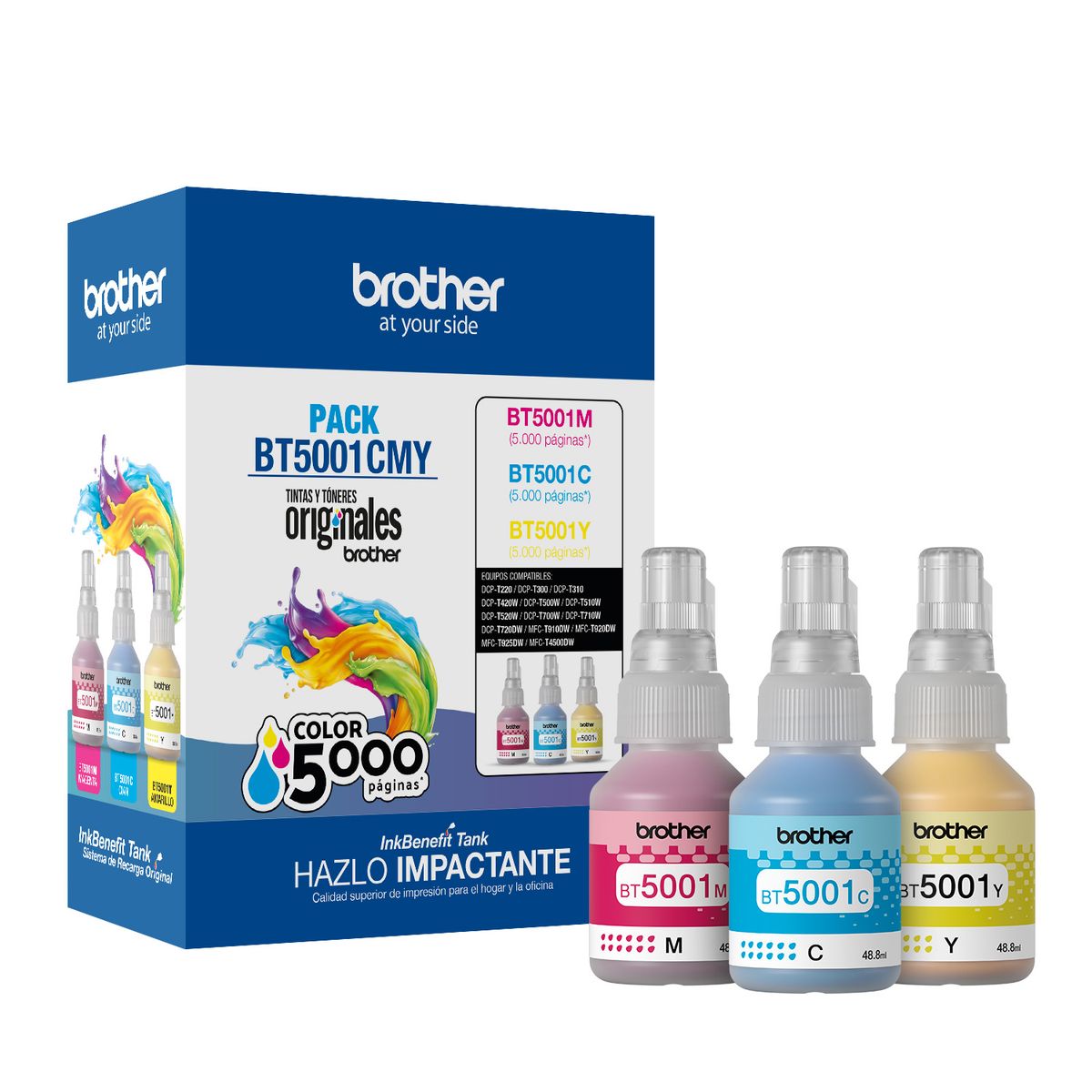 BROTHER - Brother Pack 3 Colores Bt5001 T300 T500 T700 T800 T900w