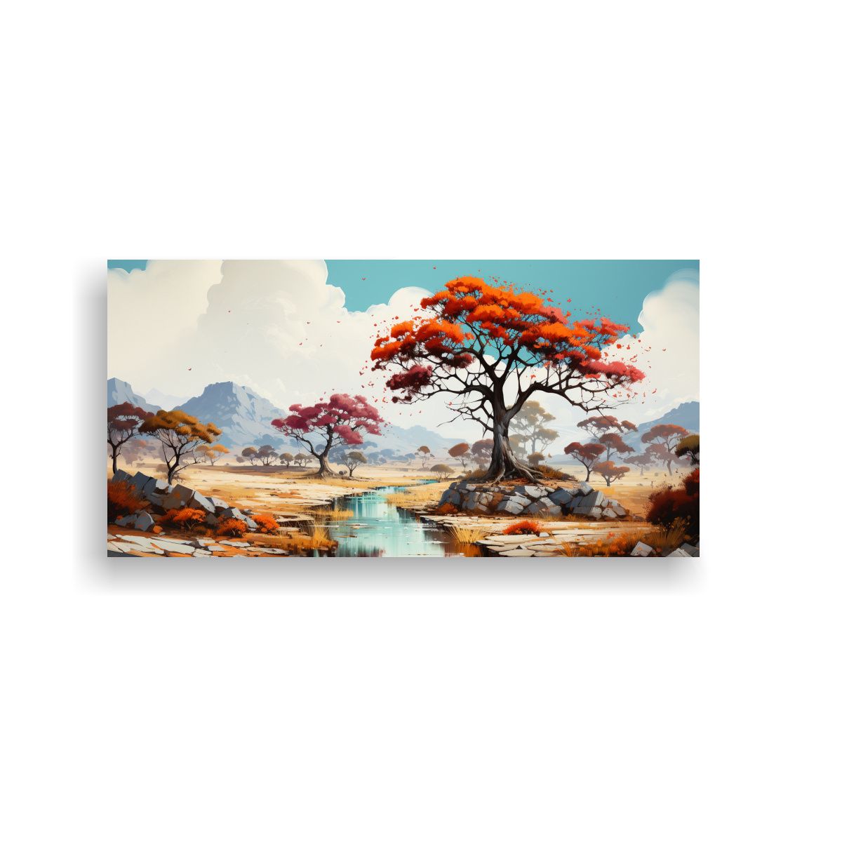 GENERICO - Pintura Abstracta Savanna Y Desert Tree Colores 140x70 Cm