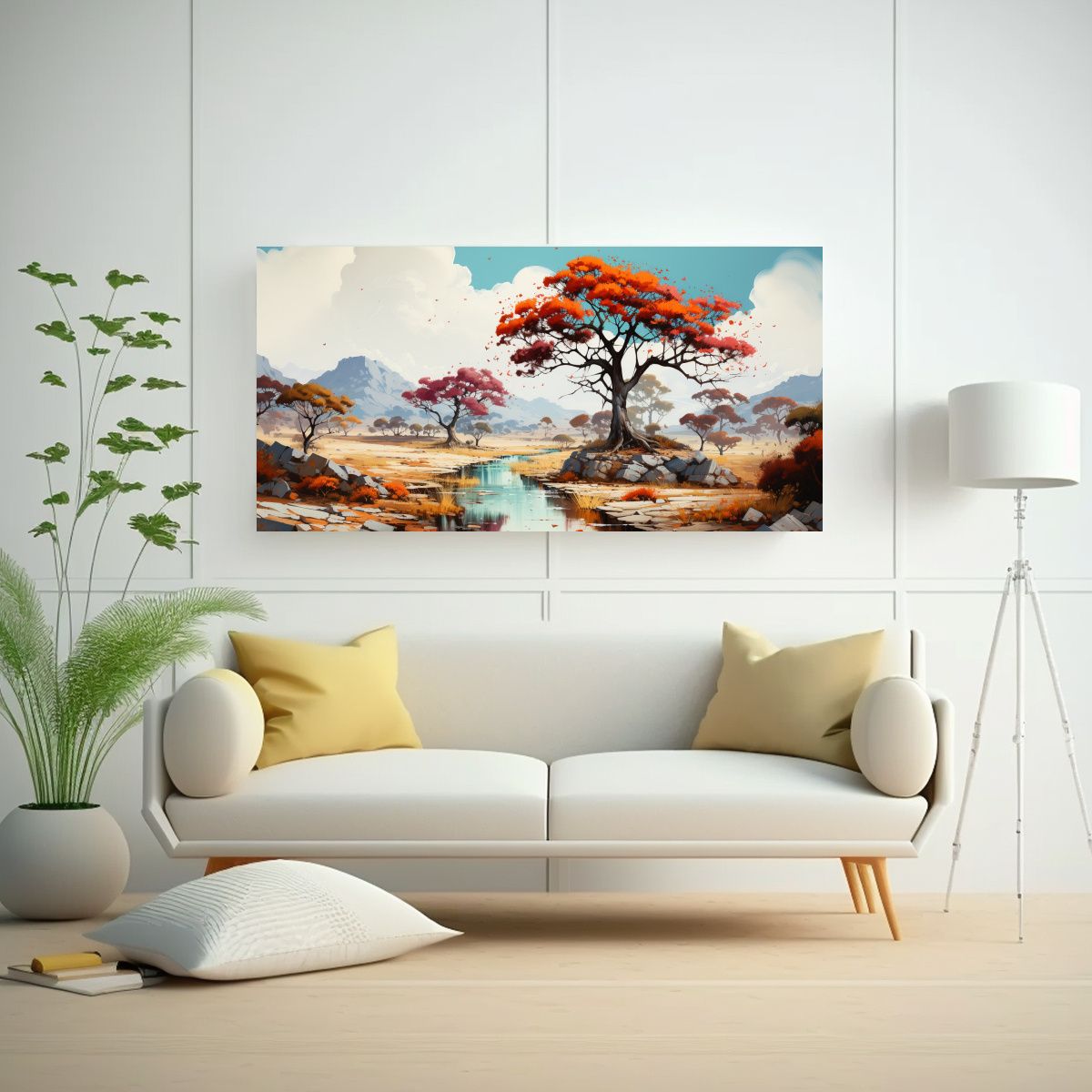 GENERICO - Pintura Abstracta Savanna Y Desert Tree Colores 140x70 Cm