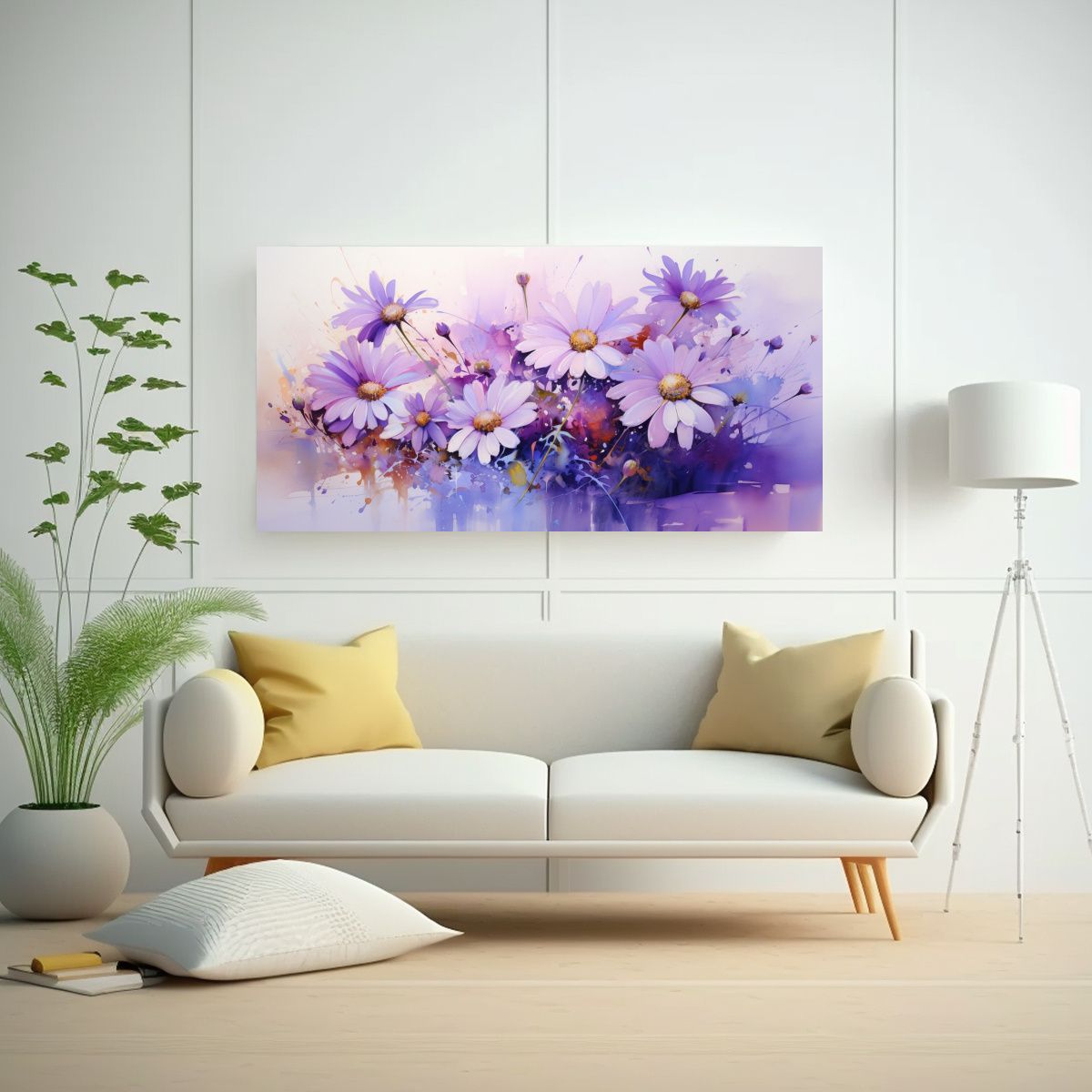 GENERICO - Cuadro Abstracto Amapolas Púrpuras En Colores 140x70 Cm