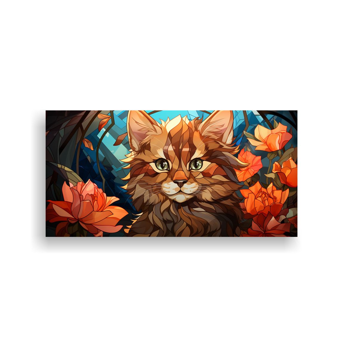 GENERICO - Pintura Cuadro Abstracto Surrealista De Gatito Y 120x60 Cm