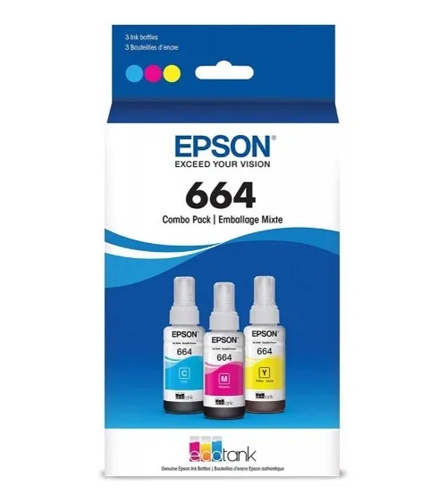 Tintas Epson T664 Pack 3 Colores Cmy