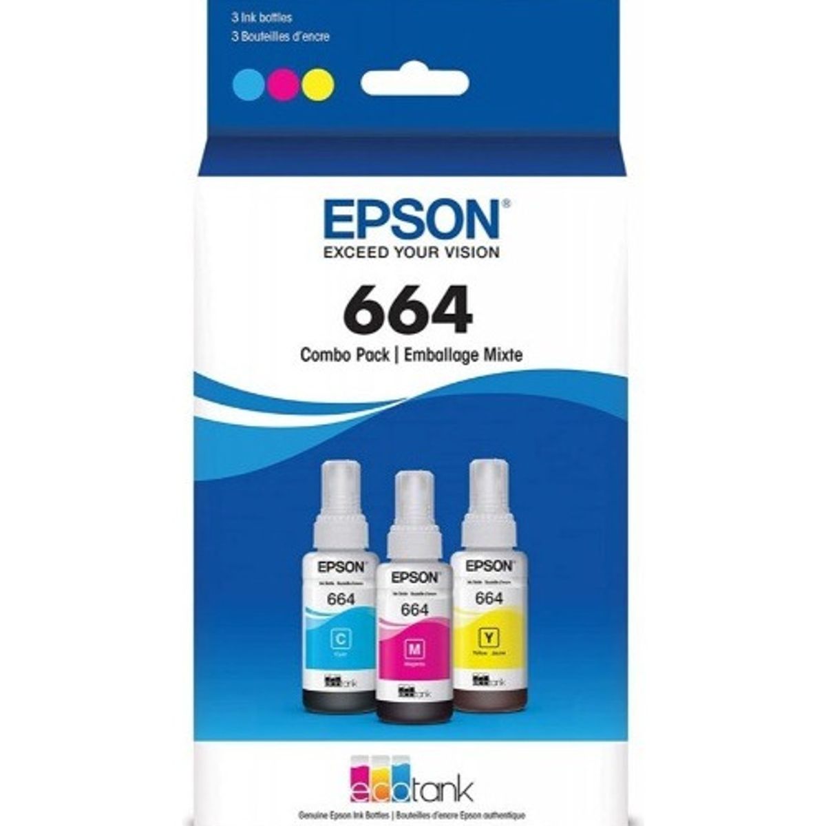 EPSON - Tintas Epson T664 Pack 3 Colores Cmy