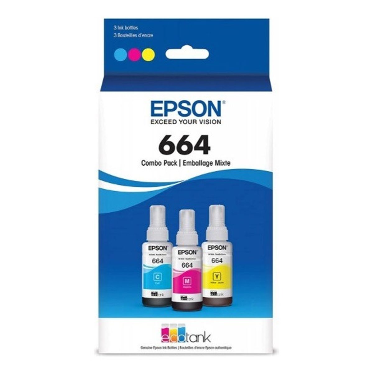 EPSON - Tintas Epson T664 Pack 3 Colores Cmy