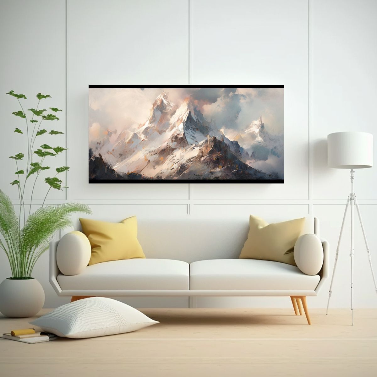 GENERICO - Cuadro Juvenil Abstracto Montañas Nevada Colores 140x70 Cm