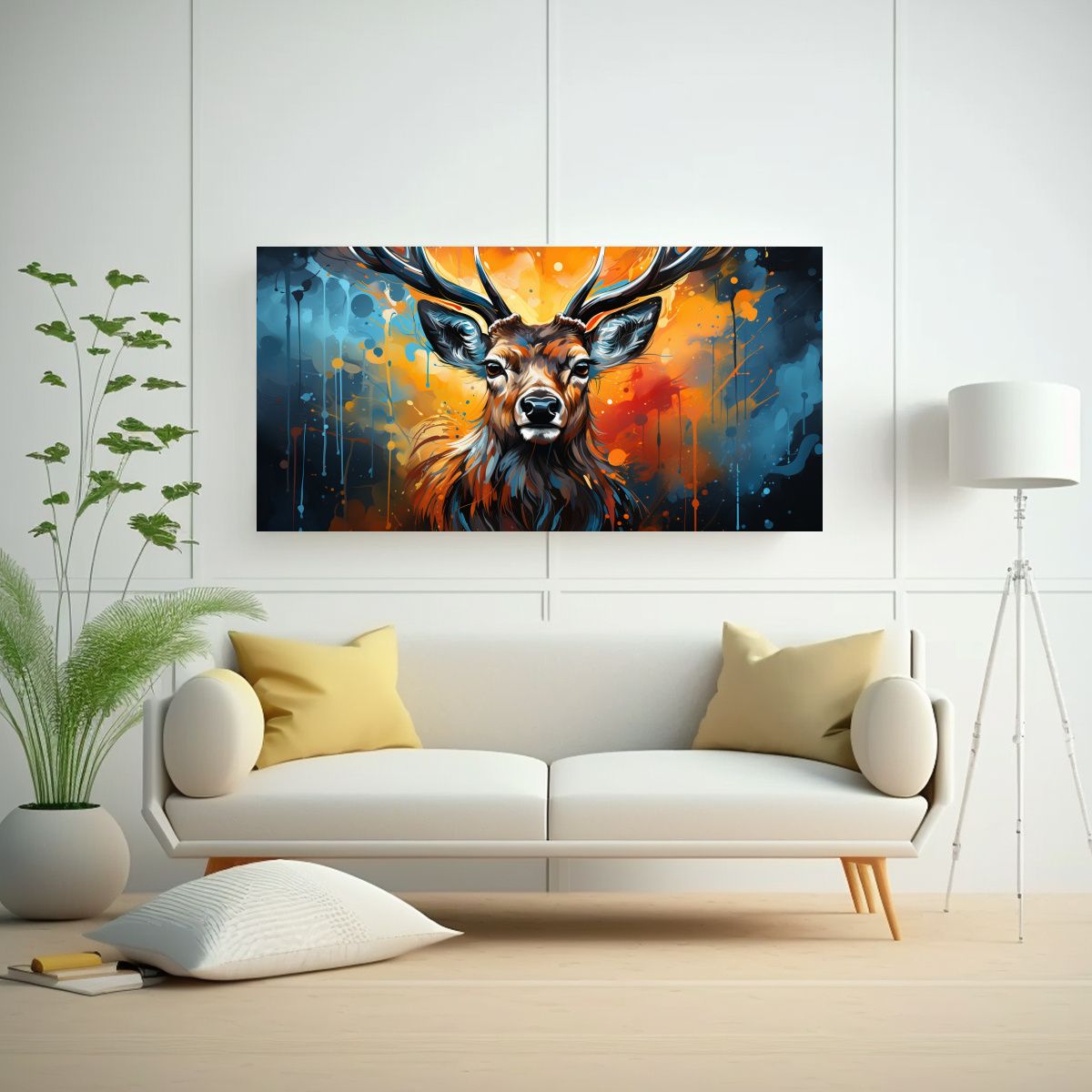 GENERICO - Cuadro Arte Impreso Obra Maestra Ciervo En 140x70 Cm
