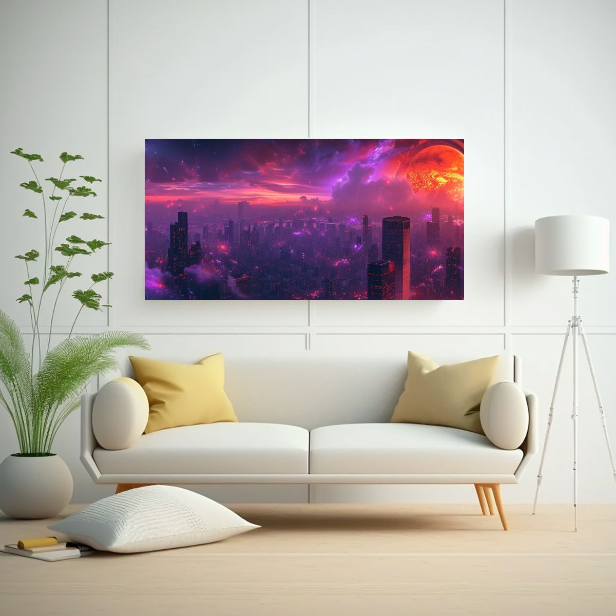 GENERICO - Futurista Paisaje Urbano Oscuro En Arte De Pared 140x70 Cm