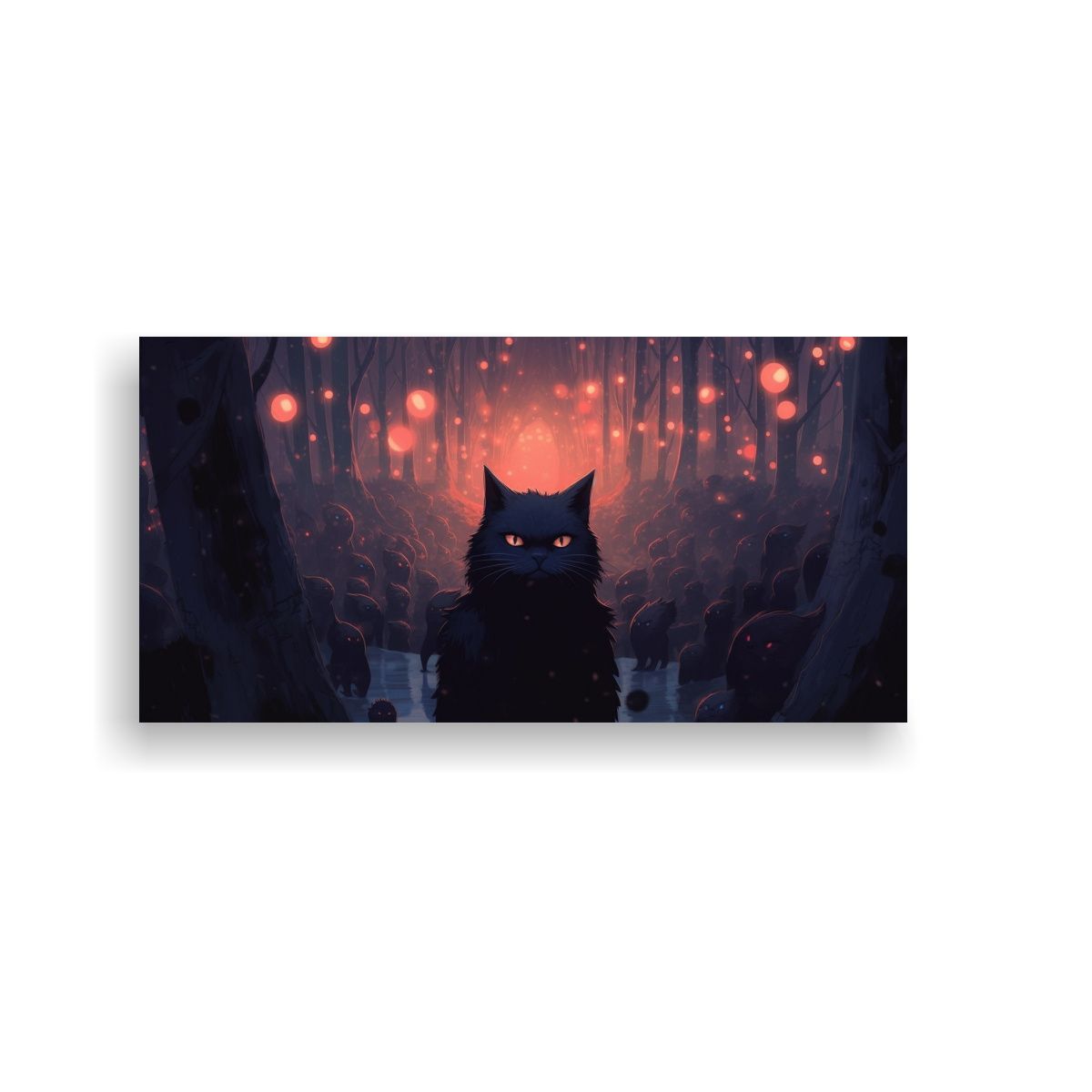 GENERICO - Cuadros De Decoración Moderna Con Gatos Negros 140x70 Cm.