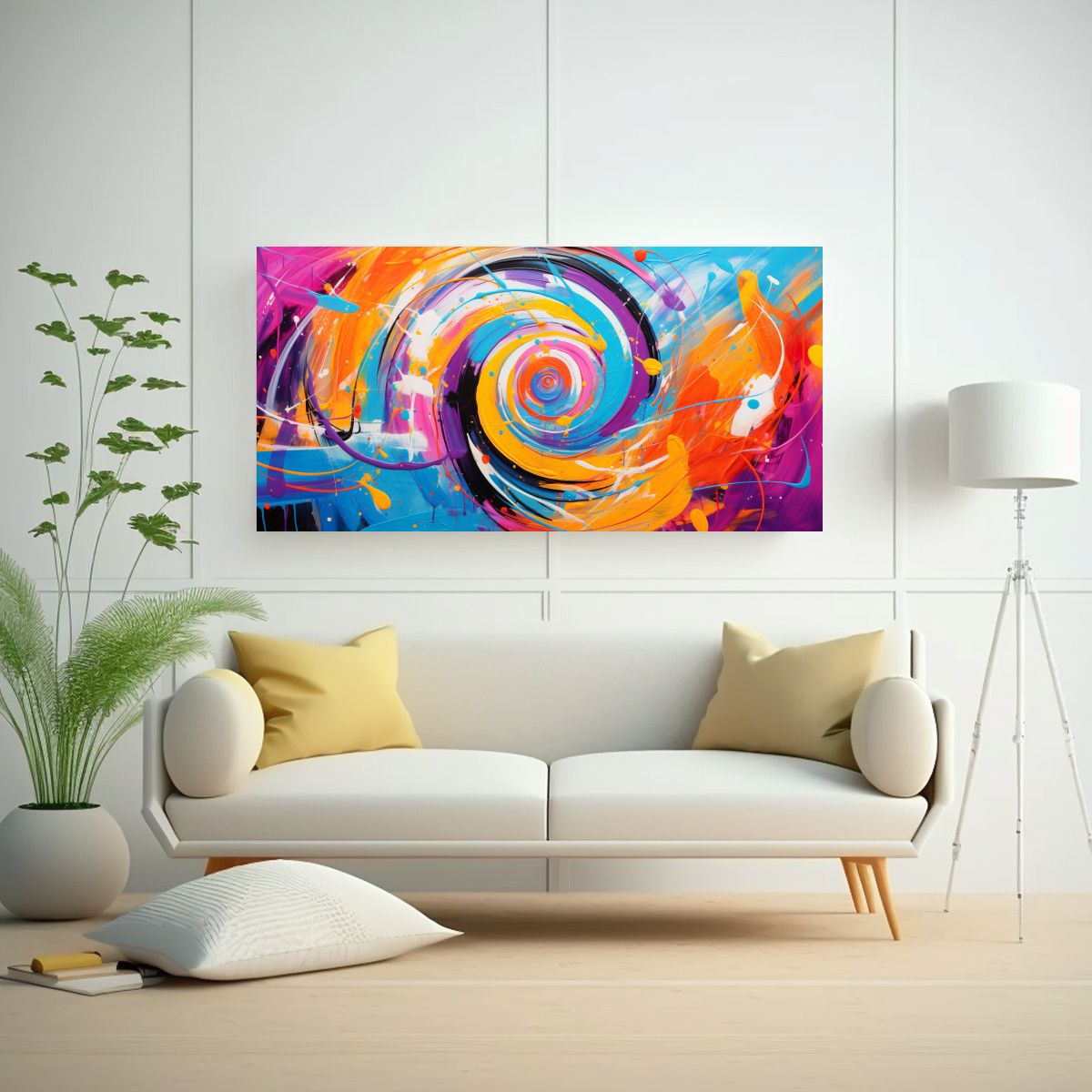 GENERICO - Cuadros Juveniles Con Patrones Abstractos Vivos Y 140x70 Cm.