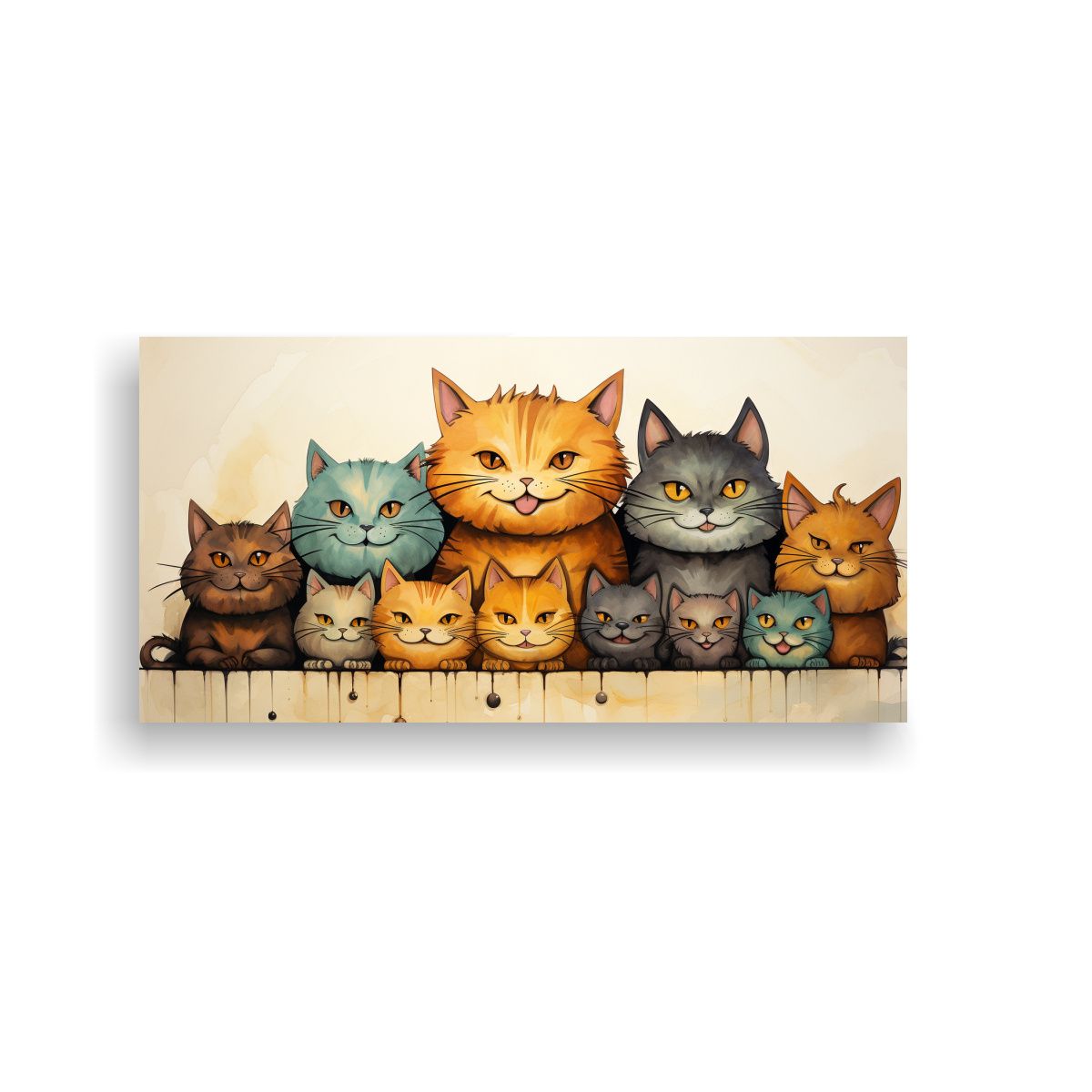 GENERICO - Cuadros De Decoración Con Gatos Negros Perched 120x60 Cm