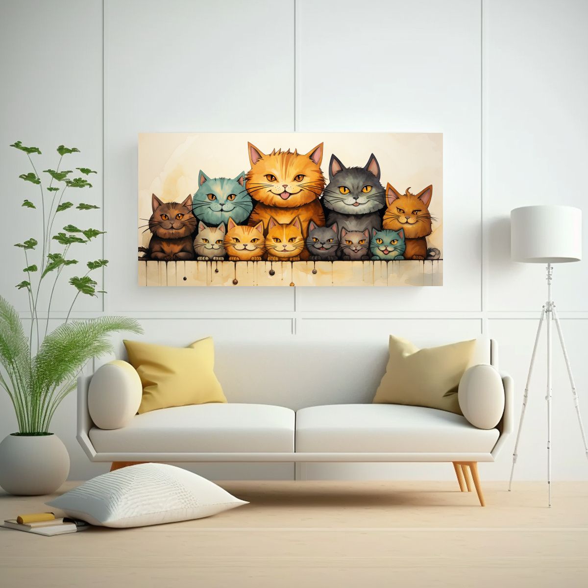 GENERICO - Cuadros De Decoración Con Gatos Negros Perched 120x60 Cm