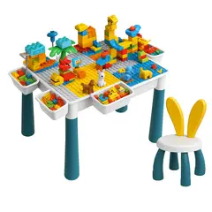 GENERICO - Mesa de Bloques Grande con Sillas y 303 Piezas Infantil