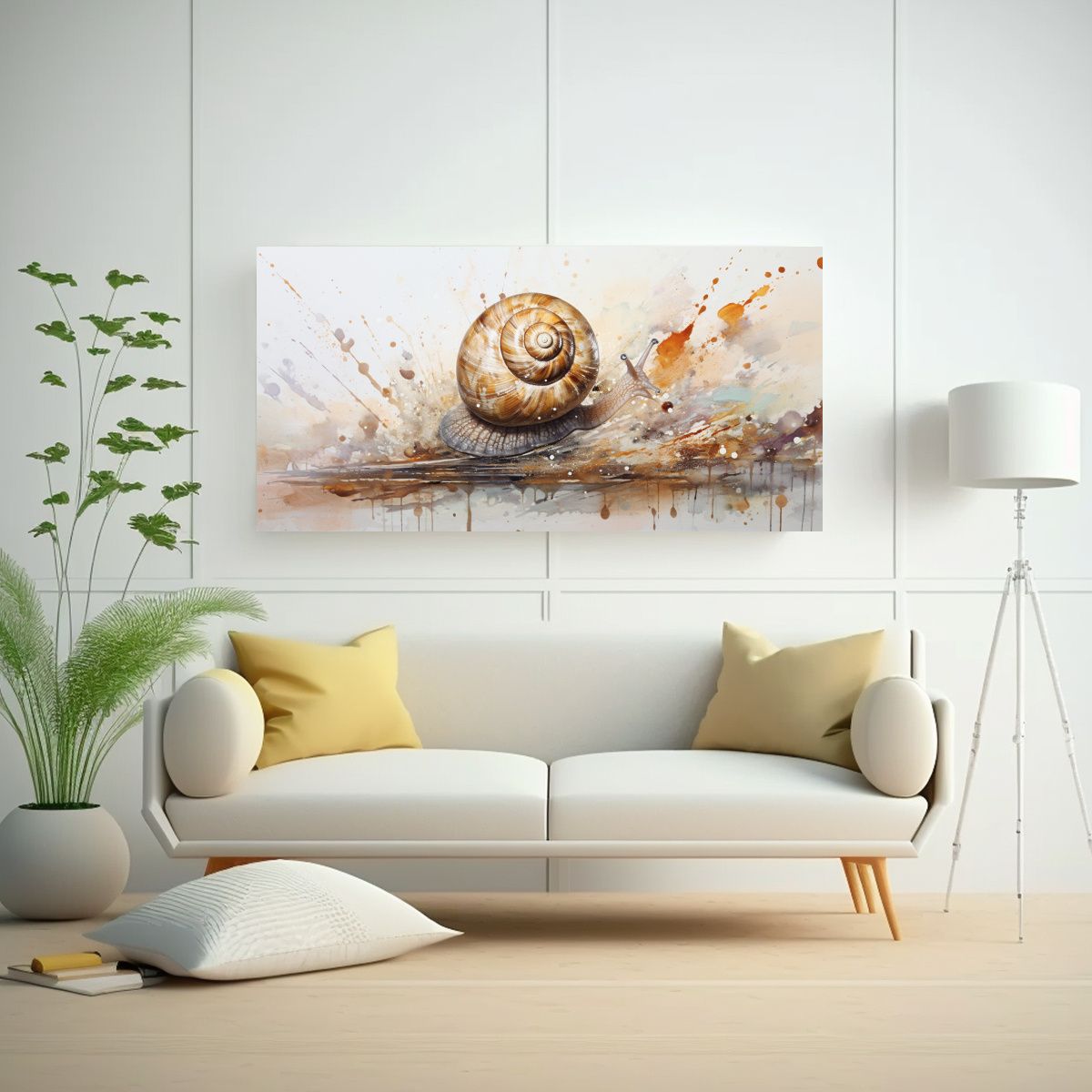 GENERICO - Cuadro Snails En Tonos Marfil Y Bronce Neo Arte 140x70 Cm