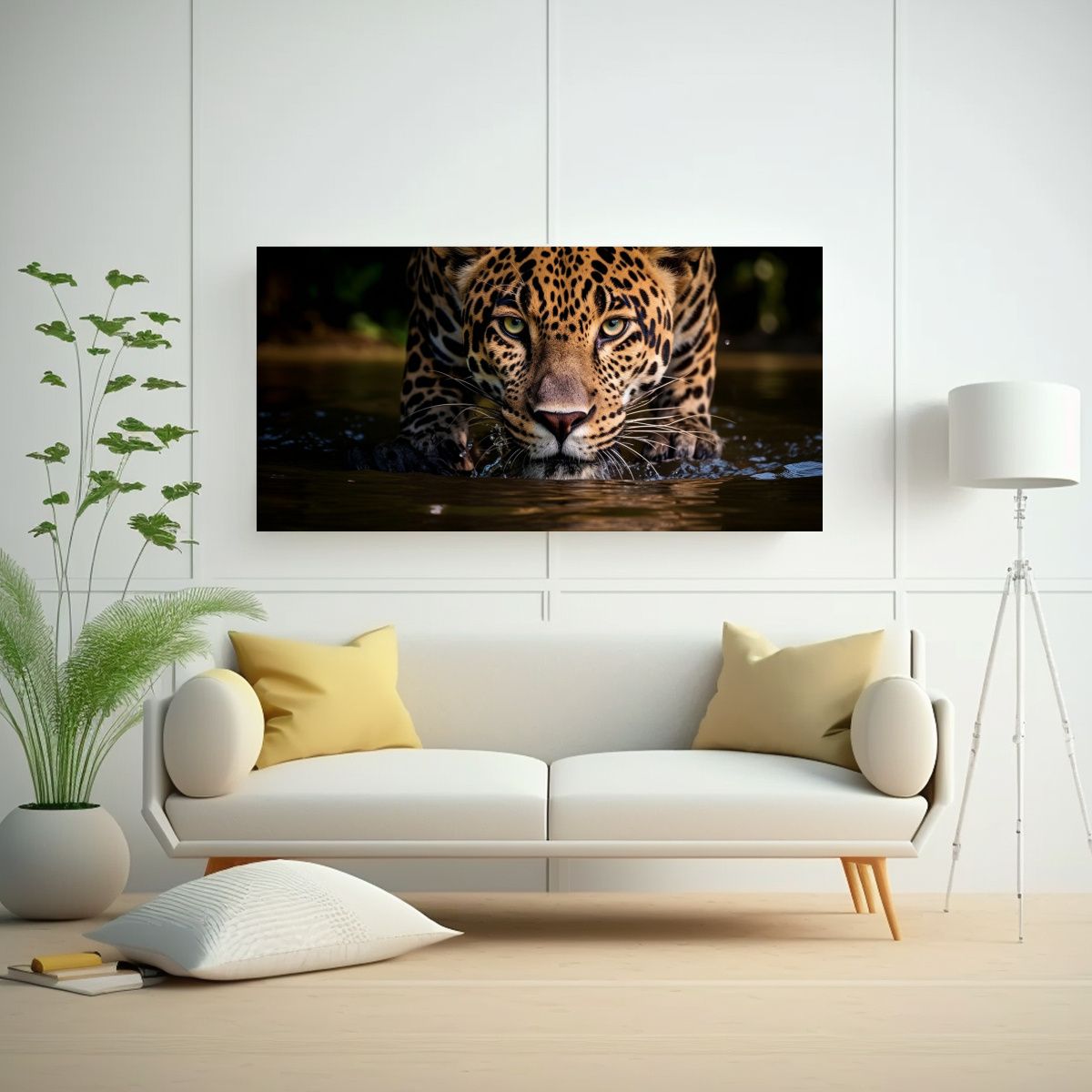 GENERICO - Fascinante Fotografía De Acecho De Un Jaguar En 140x70 Cm