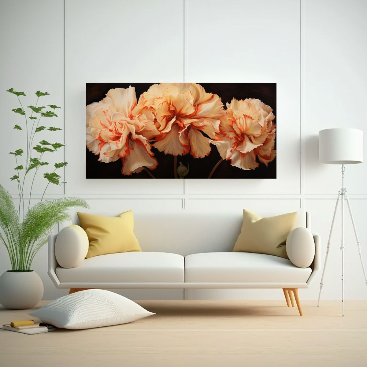 GENERICO - Pintura Abstracta De Flores De Claveles En Estilo 120x60 Cm