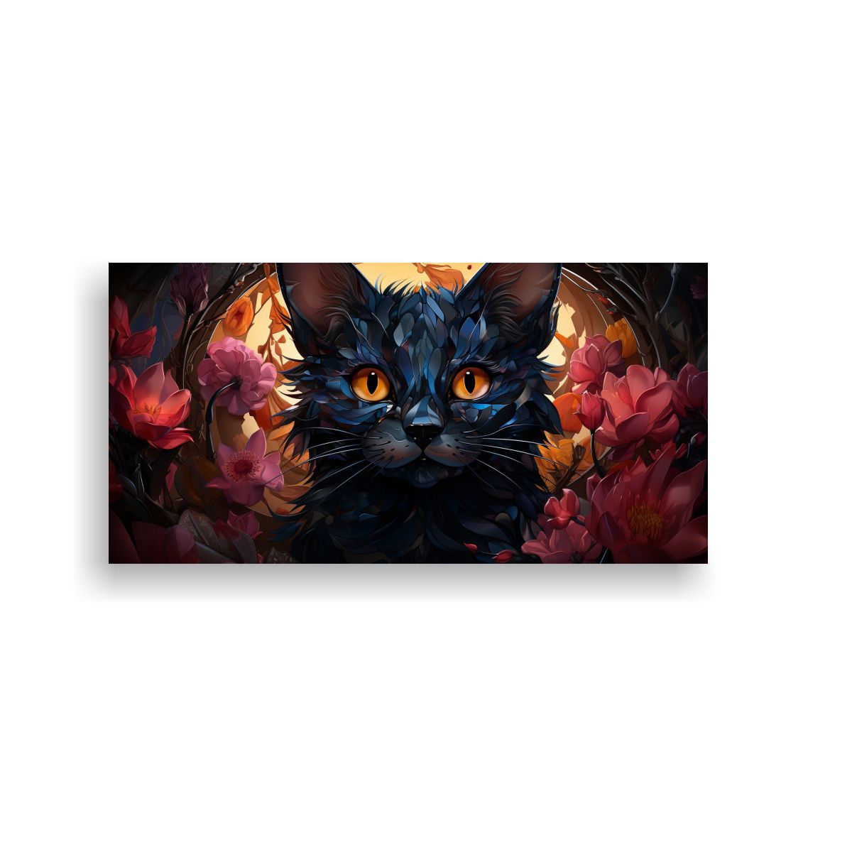 GENERICO - Cuadro Tela Canvas Textura Arte Digital Gatito 140x70 Cm