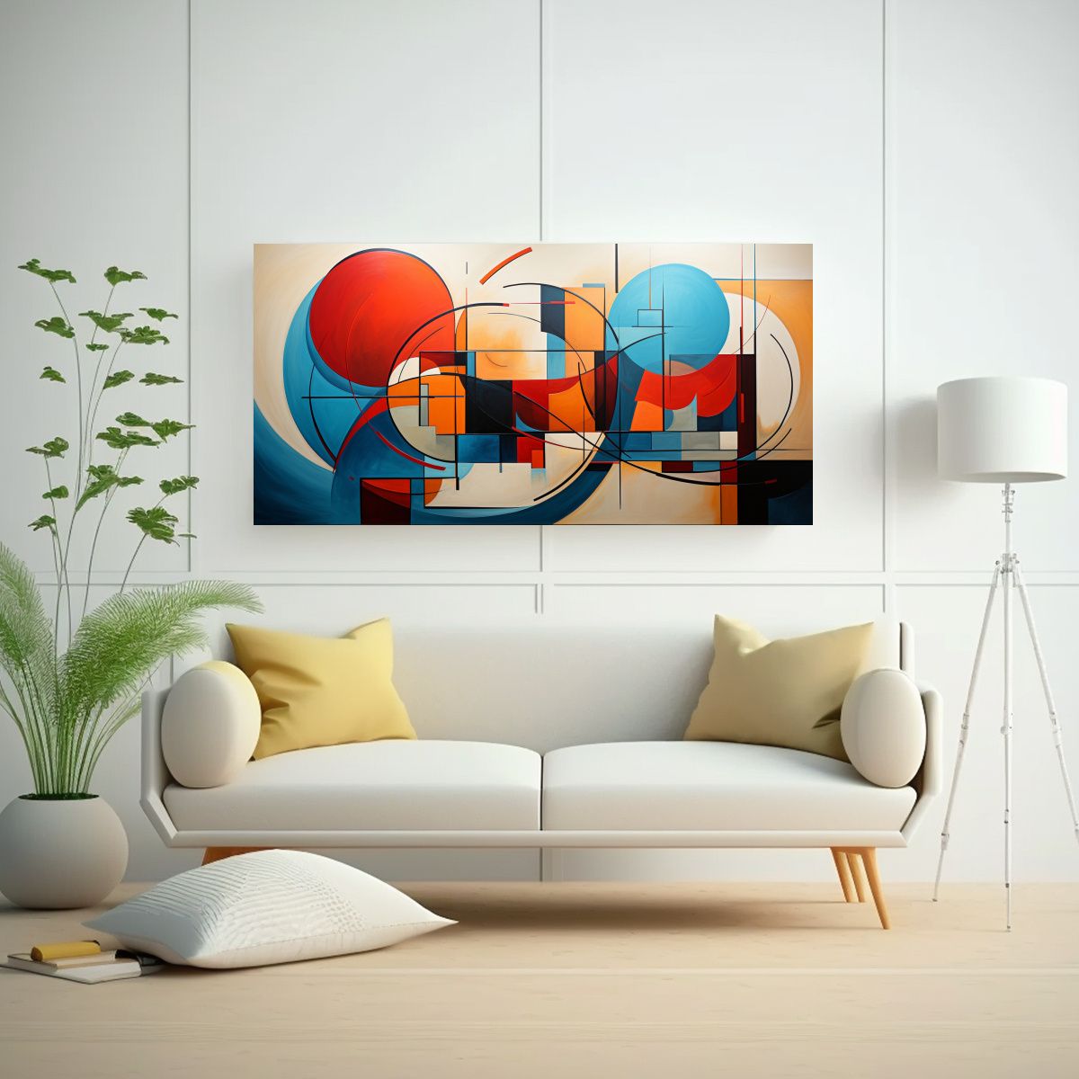 GENERICO - Cuadro Abstracto Estilo Jan Munro Esquema Creativo 140x70 Cm