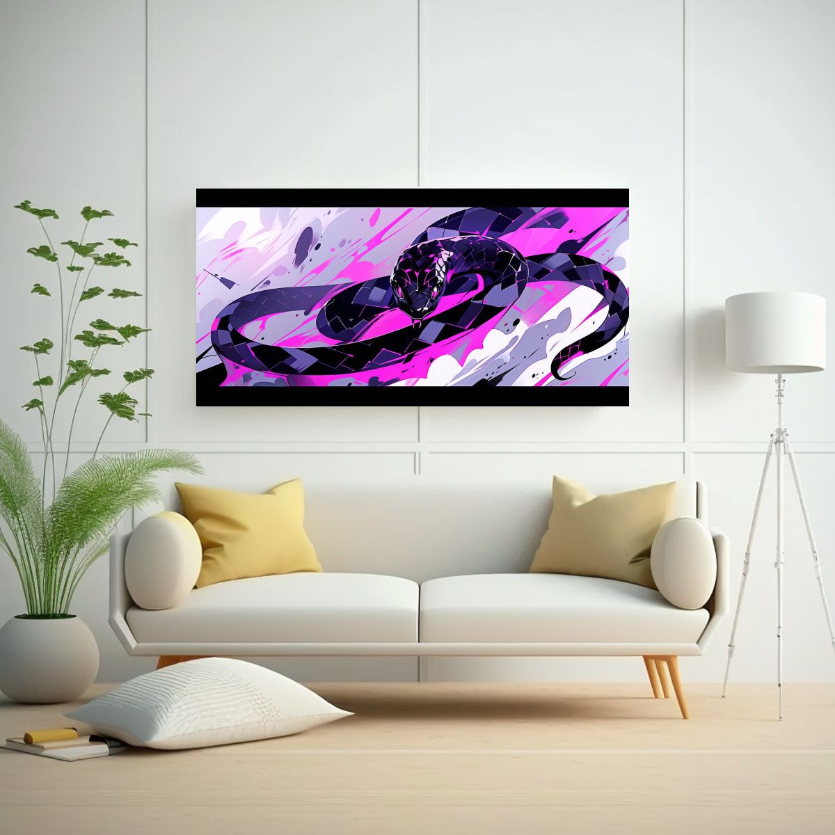 GENERICO - Cuadro Dibujo Inspirado En Una Víbora Púrpura Y 140x70 Cm