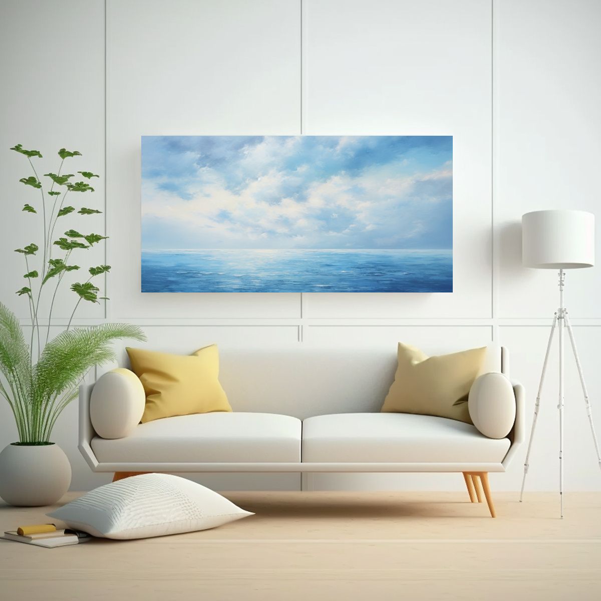 GENERICO - Cuadro Abstracto Azul Inspirado En Cielo Y Mar 120x60 Cm