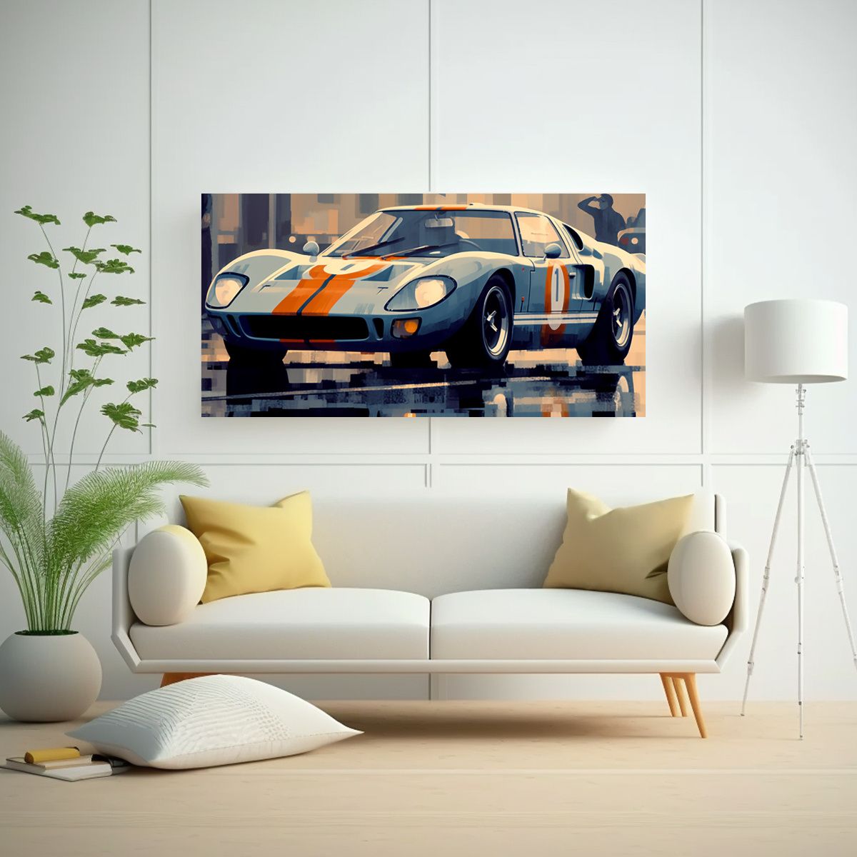 GENERICO - Pintura Intensa De Figuras Azules Para El Ford 120x60 Cm