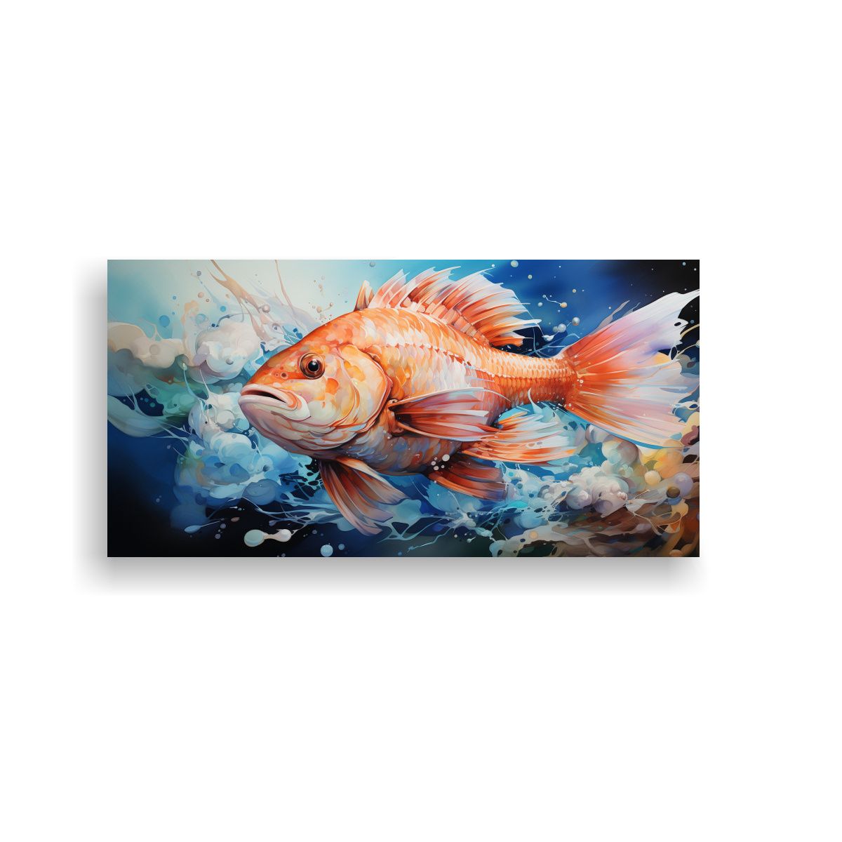 GENERICO - Cuadro Acuarela Colorida Peces Marinos 120x60 Cm