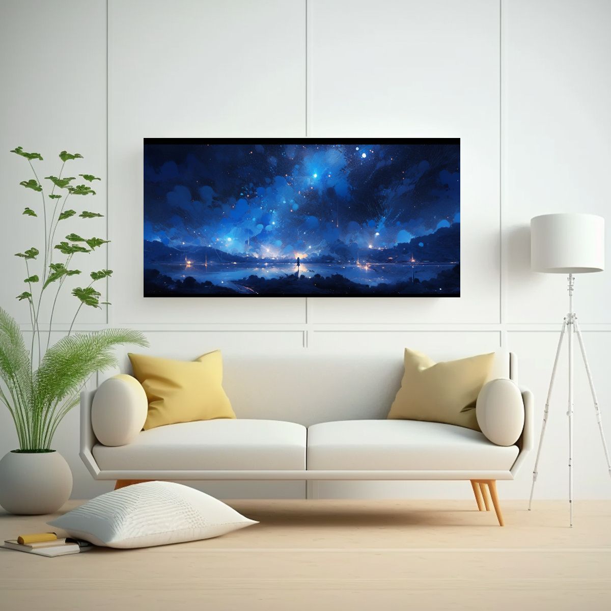 GENERICO - Pintura Abstracta Del Cielo Nocturno Con Colores 140x70 Cm.