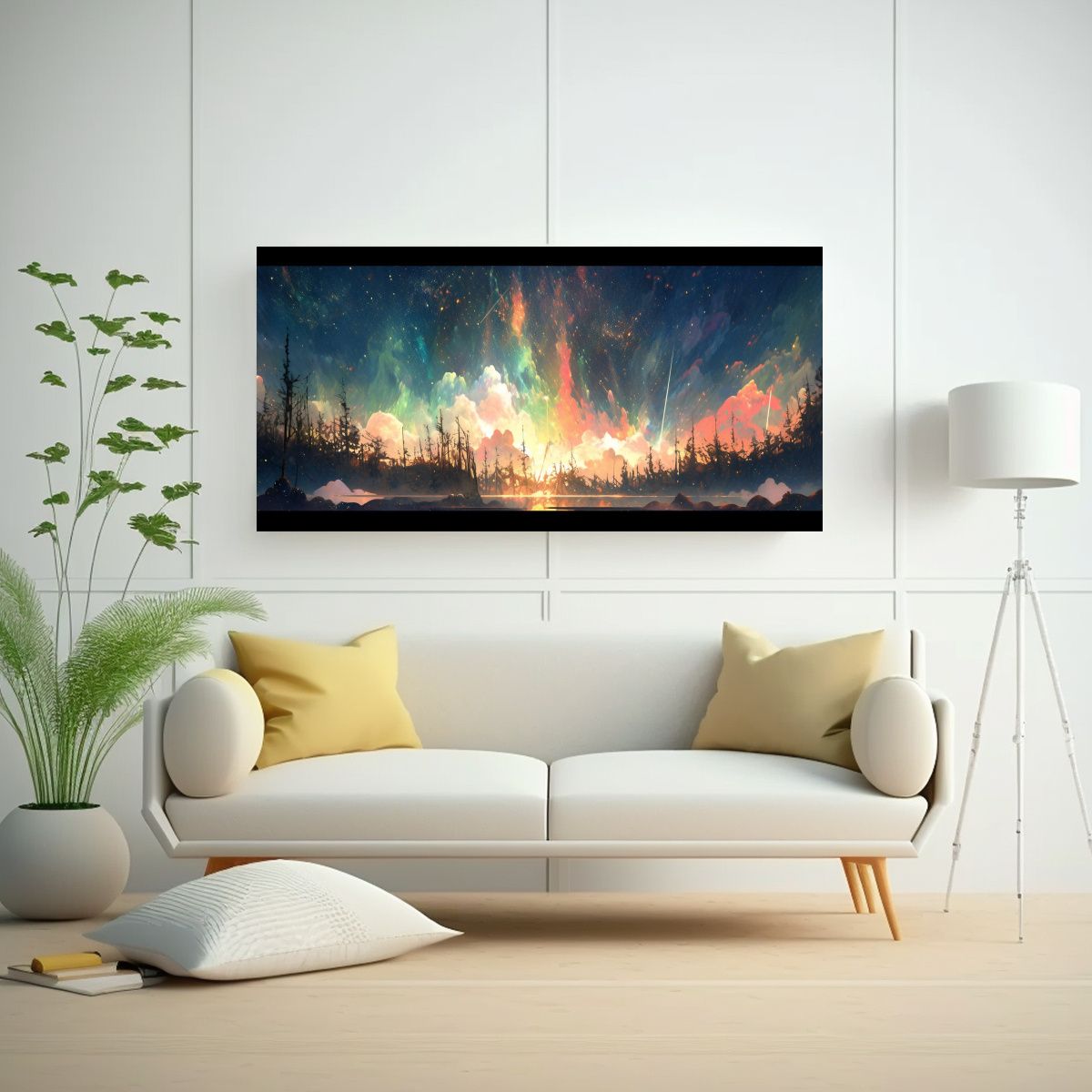 GENERICO - Cuadro Fotografía Fantasía Aurora Boreal Con 140x70 Cm