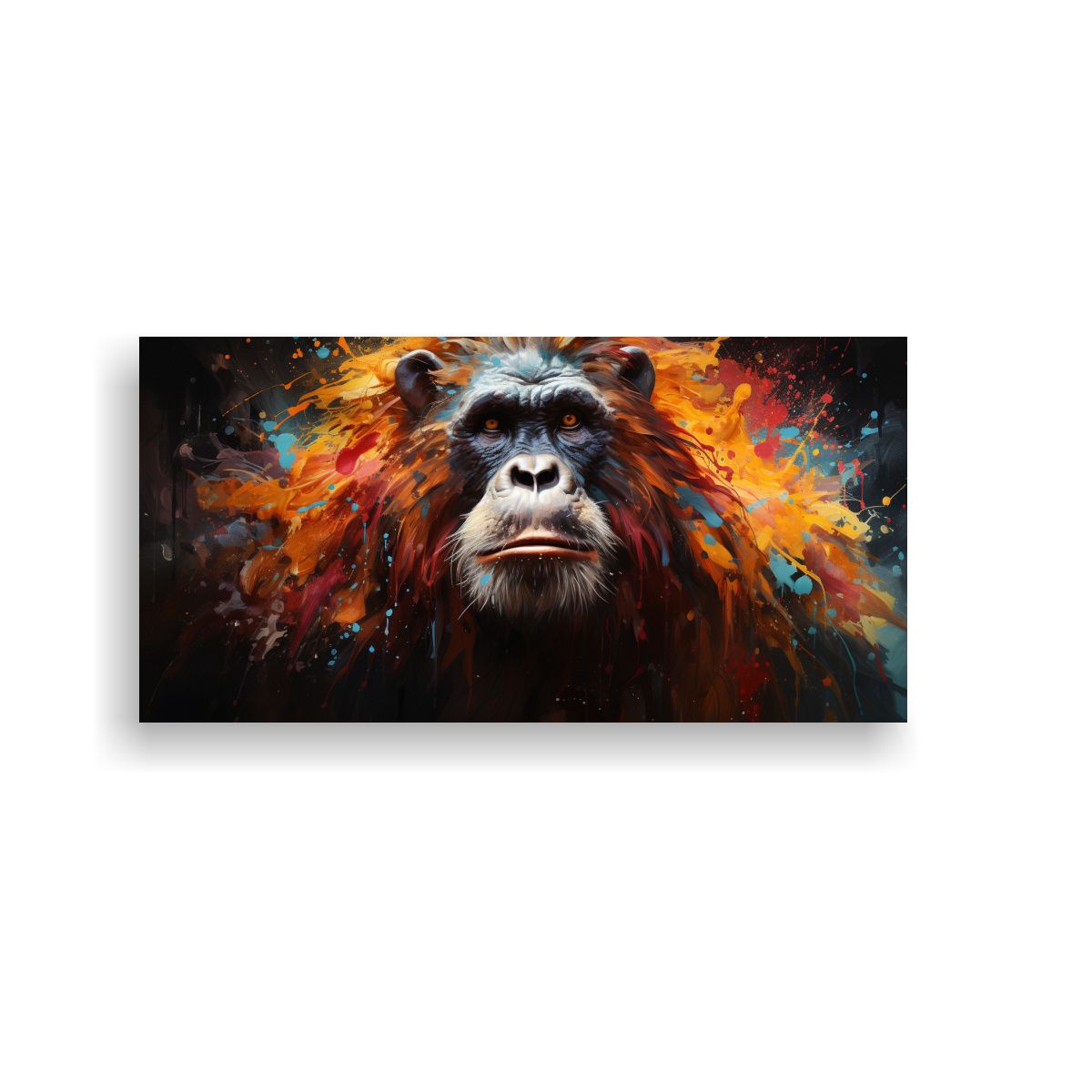 GENERICO - Cuadro Multicolor De Orangután Estilo Pintura Al 140x70 Cm
