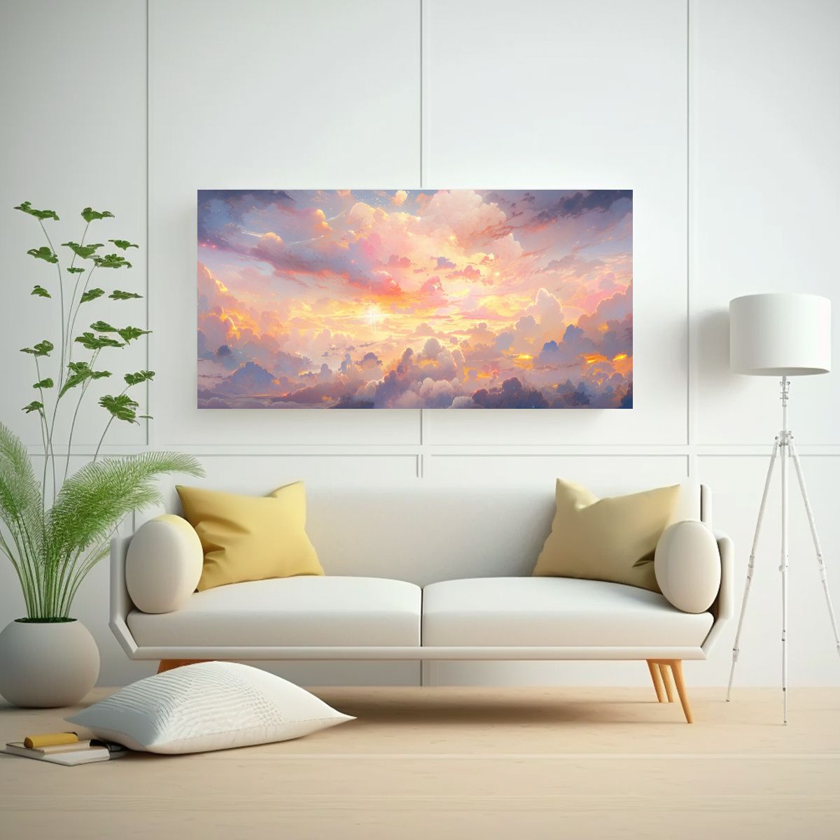 GENERICO - Cuadro Expresión Simple Amanecer Con Arco Iris Y 120x60 Cm