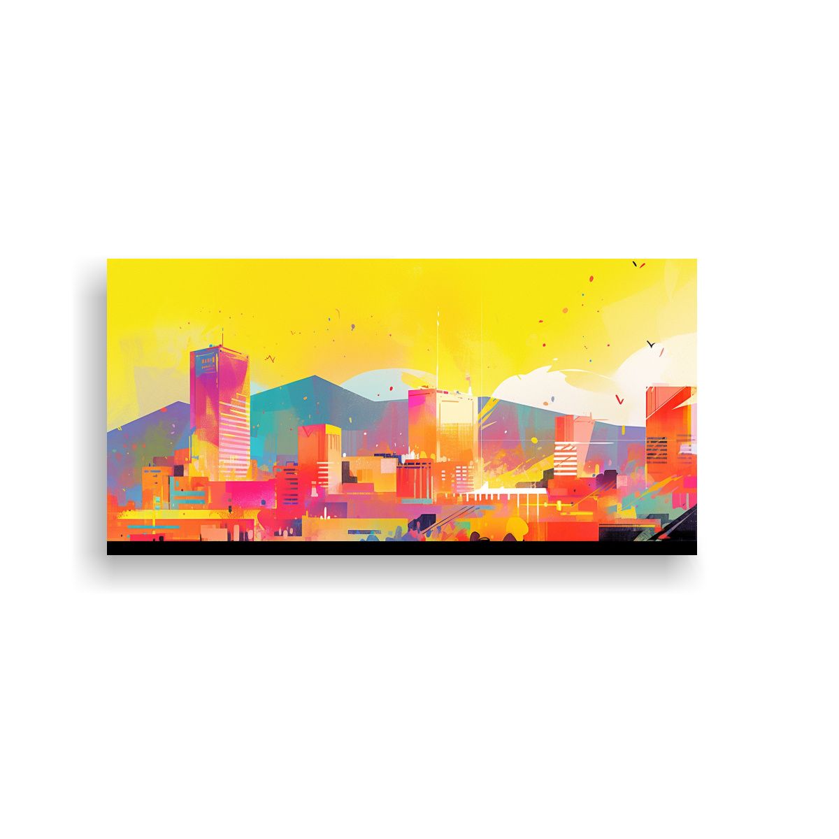 GENERICO - Cuadro A Santiago En Colores Arcoíris Y Amarillo 120x60 Cm