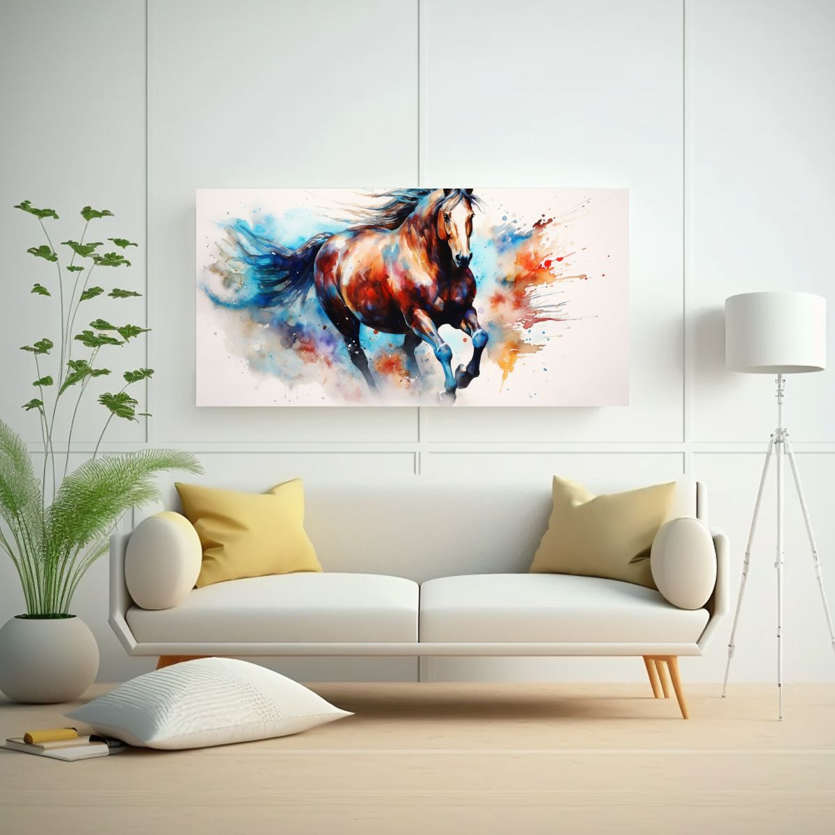 GENERICO - Pintura Al Acuarela De Caballo Colorido Estilo 120x60 Cm