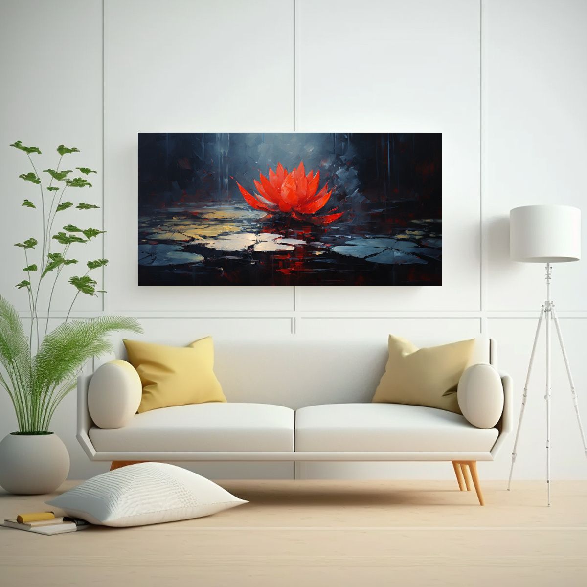 GENERICO - Cuadro Vanguardia Única Pintura De Loto Negro En 140x70 Cm