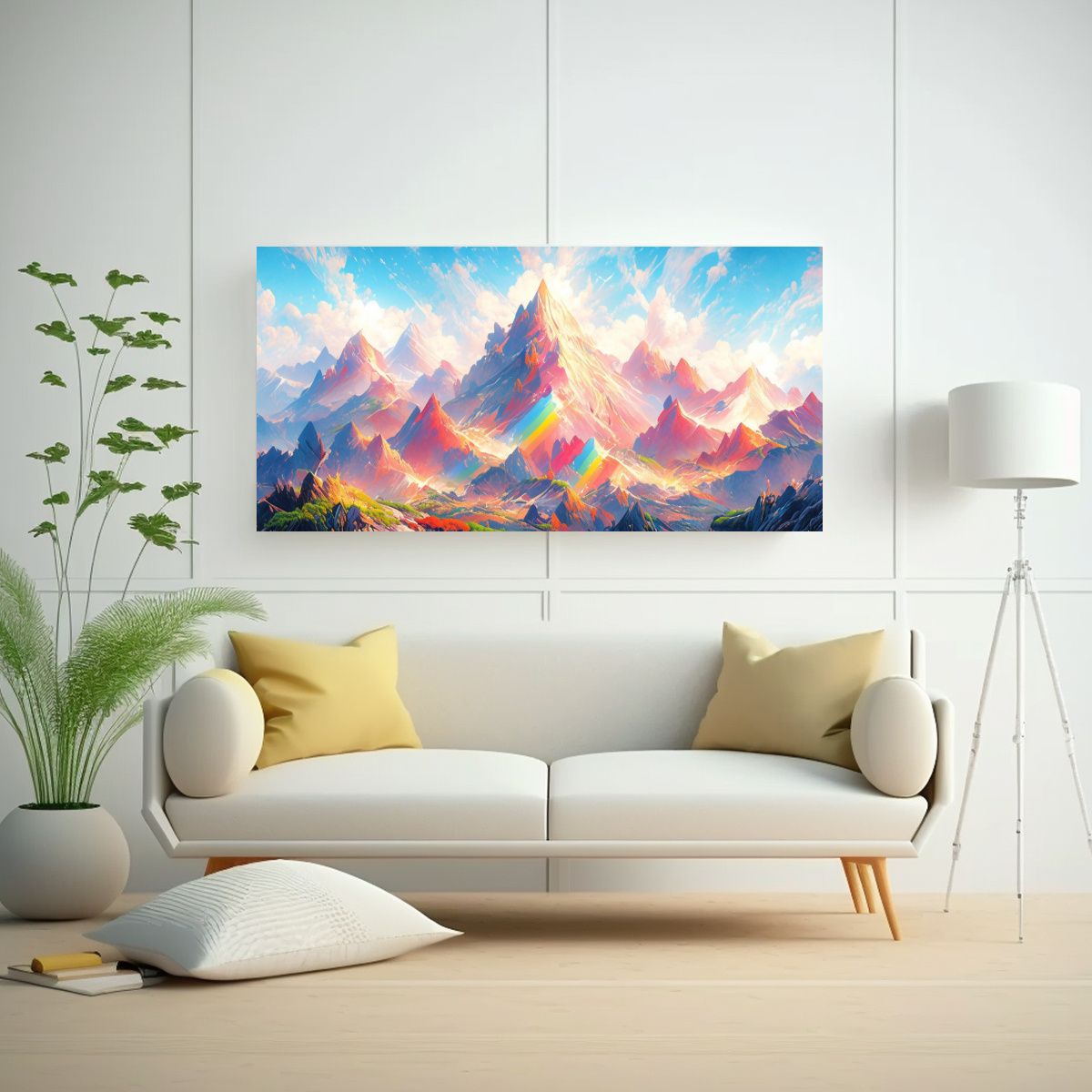 GENERICO - Pinturas Decorativas De Montañas Y Arcoíris En 140x70 Cm