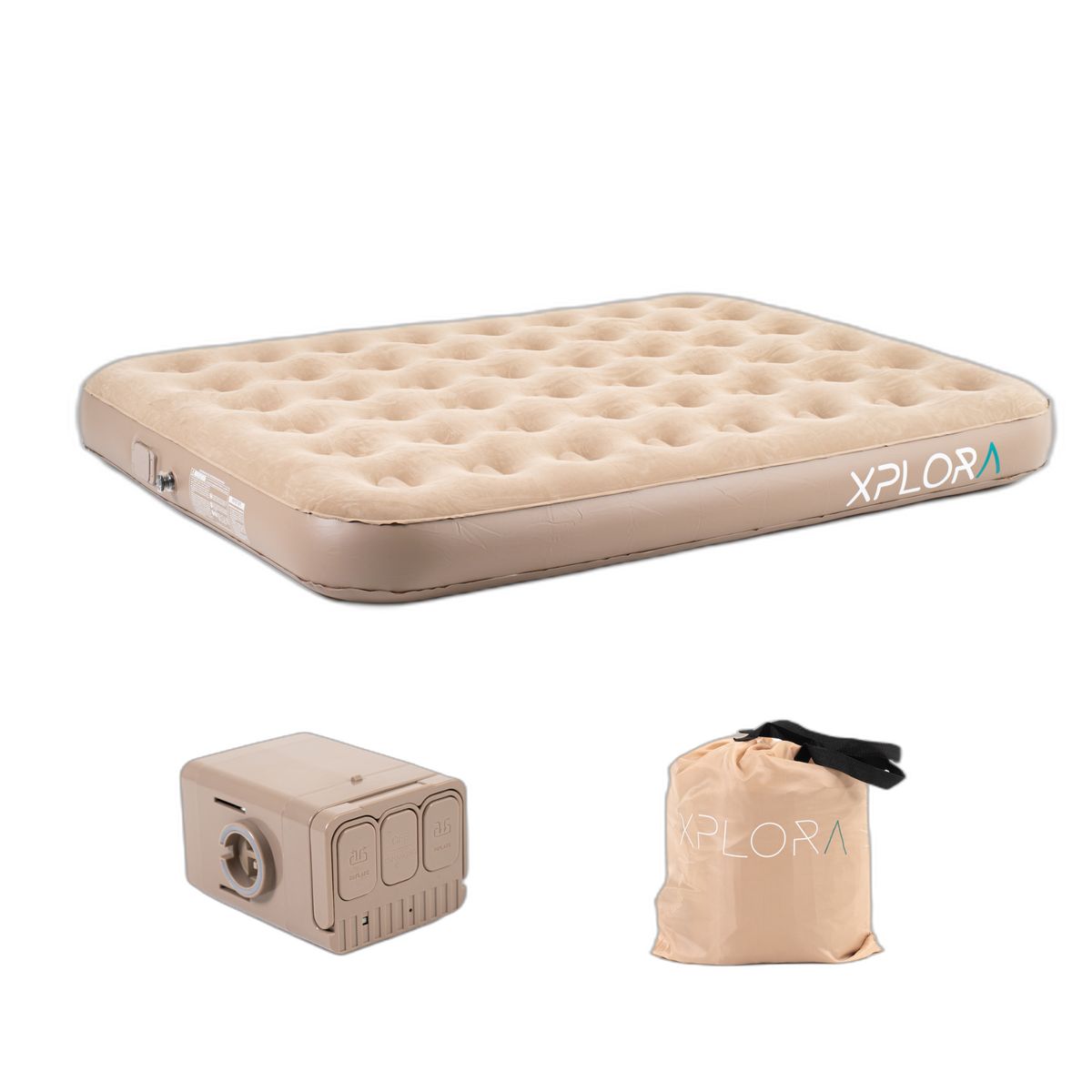 XPLORA - Colchón Inflable Xplora Eléctrico Bomba Recargable 2 Plazas